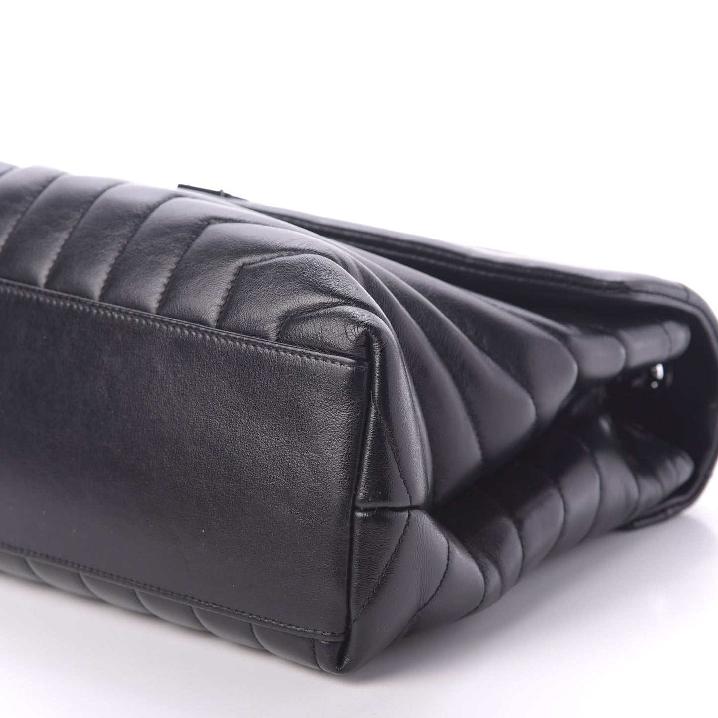 Calfskin Y Quilted Monogram Medium Loulou Chain Satchel Black