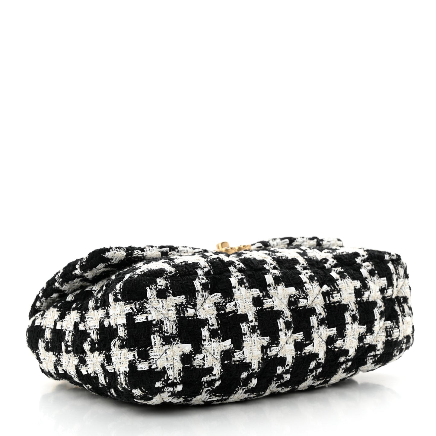 Tweed Quilted Large Chanel 19 Flap Black Ecru White