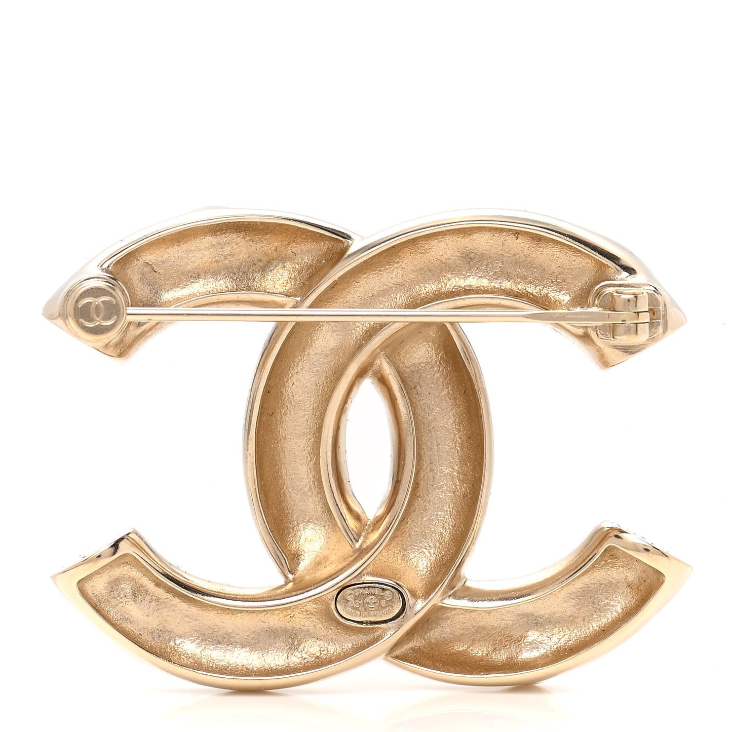 Pearl Crystal CC Brooch Light Gold