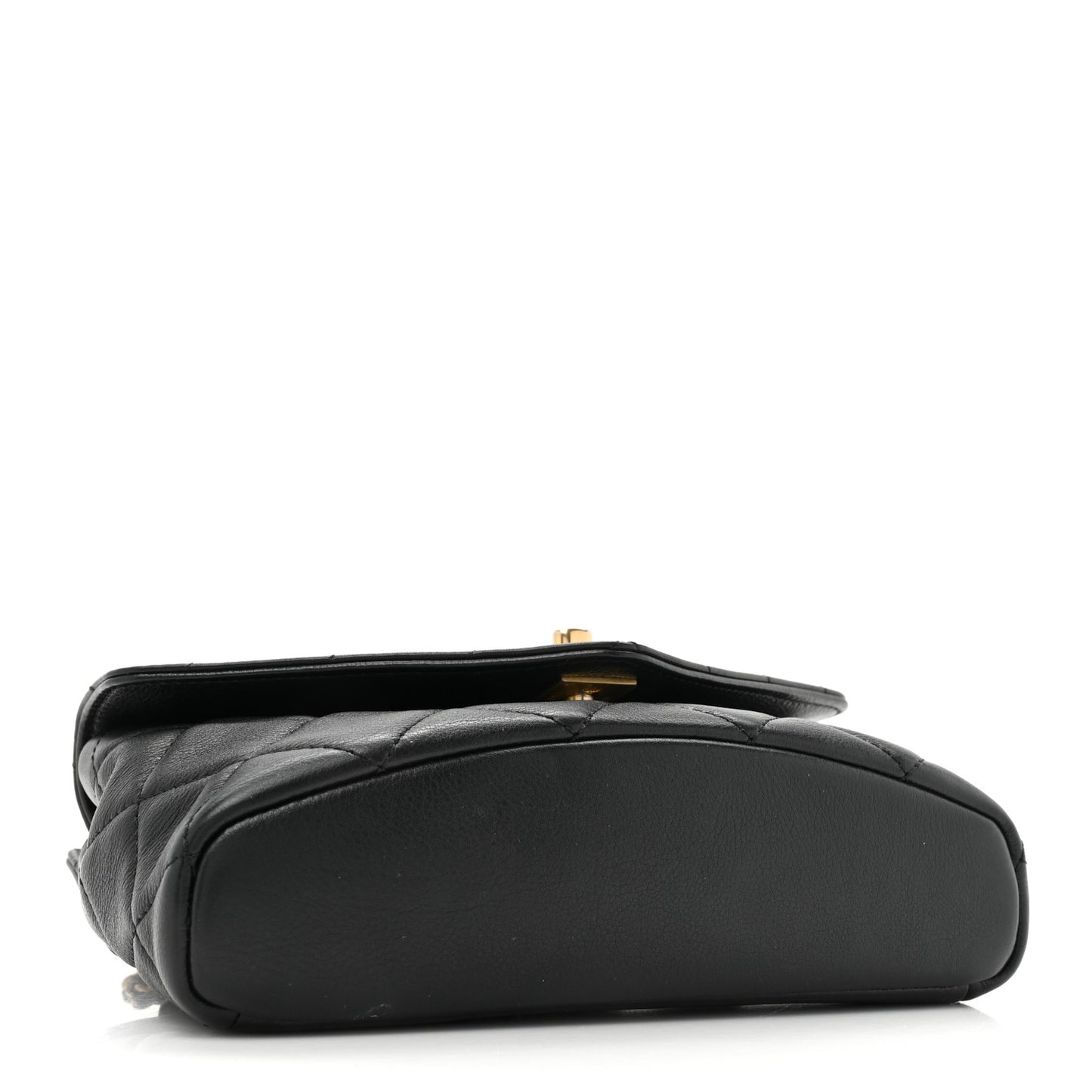 Calfskin Quilted Carry With Chic Flap Waist Bag With Chain Black