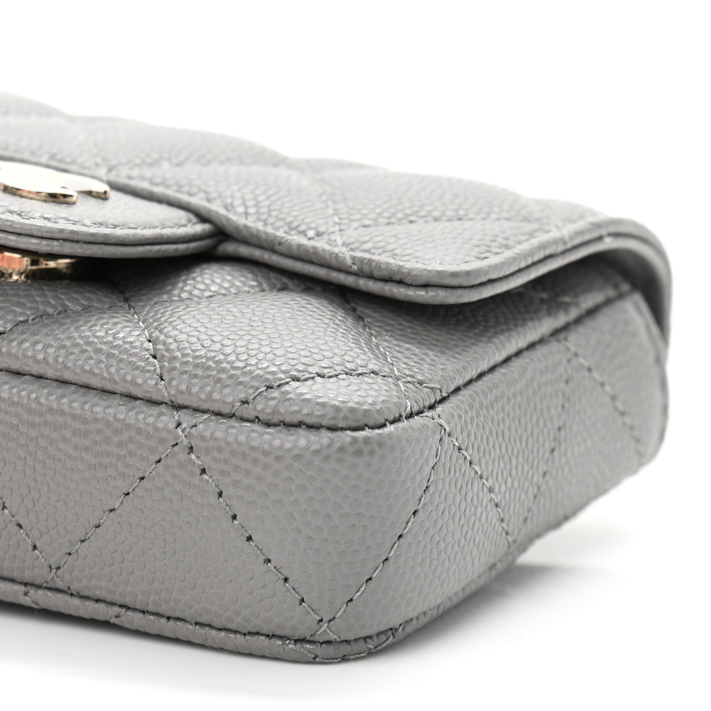 Caviar Quilted Mini Chain Belt Bag Grey