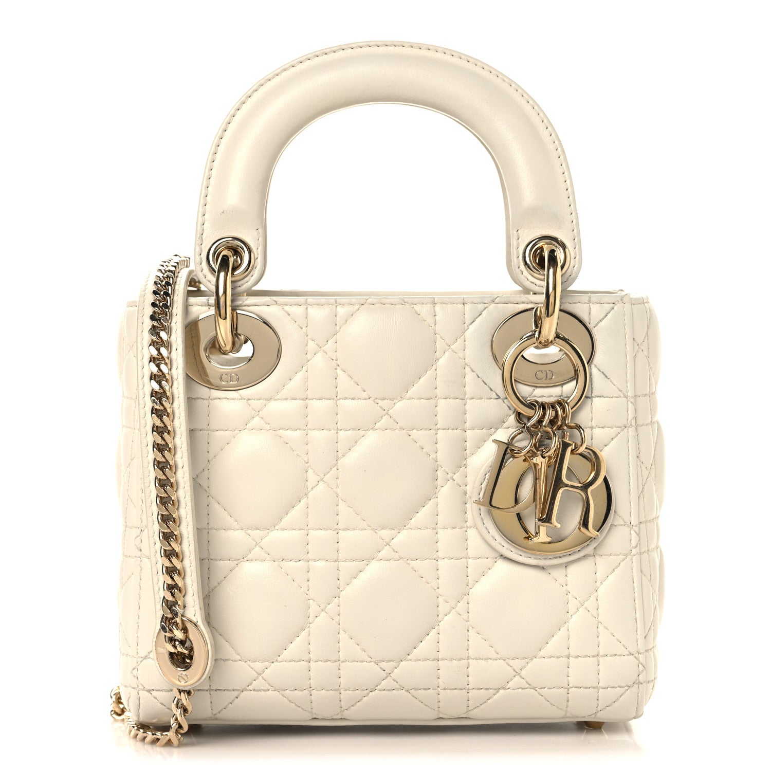Christian Dior Lambskin Cannage Small My ABCDior Lady Dior Latte