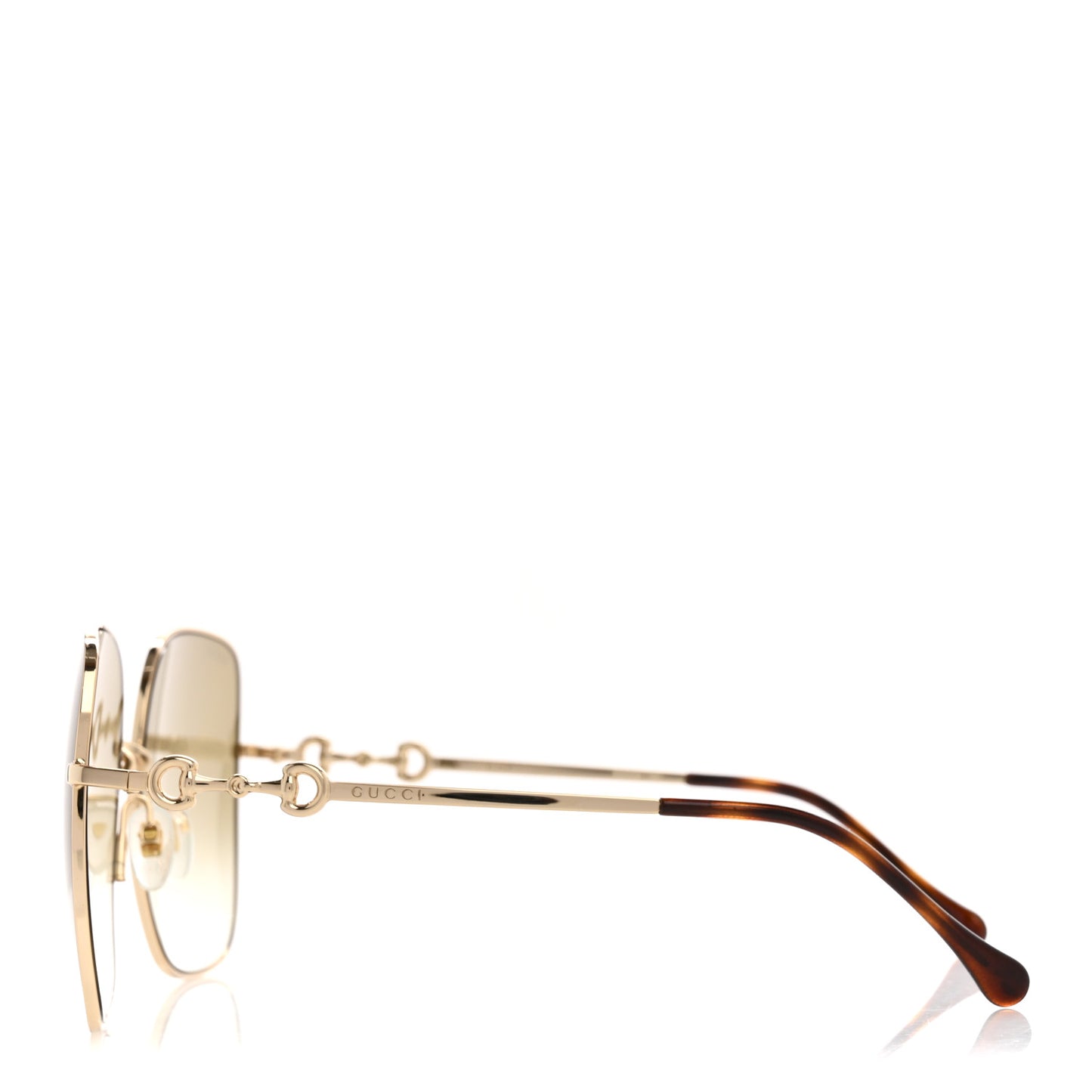 Metal Horsebit Square Frame Sunglasses GG0879S Gold