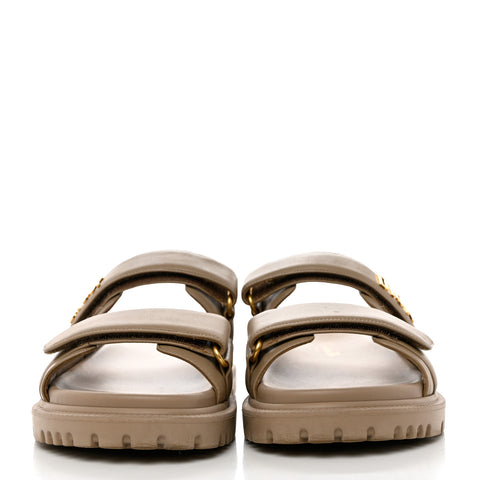 Lambskin Dioract 10mm Slide Sandals 37 Beige