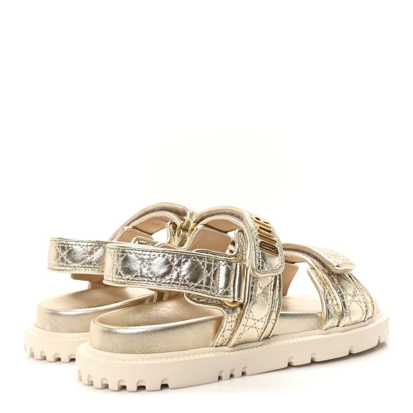 Laminated Sheepskin Cannage Dioract Sandals 38.5 Pale Gold