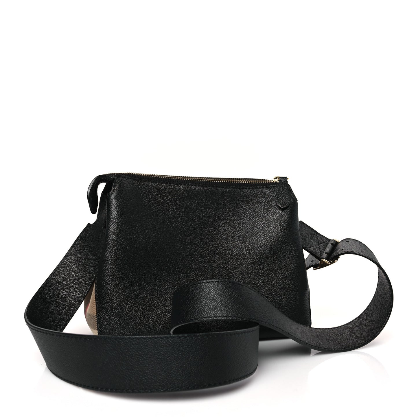 Soft Grain Calfskin House Check Small Helmsley Crossbody Black