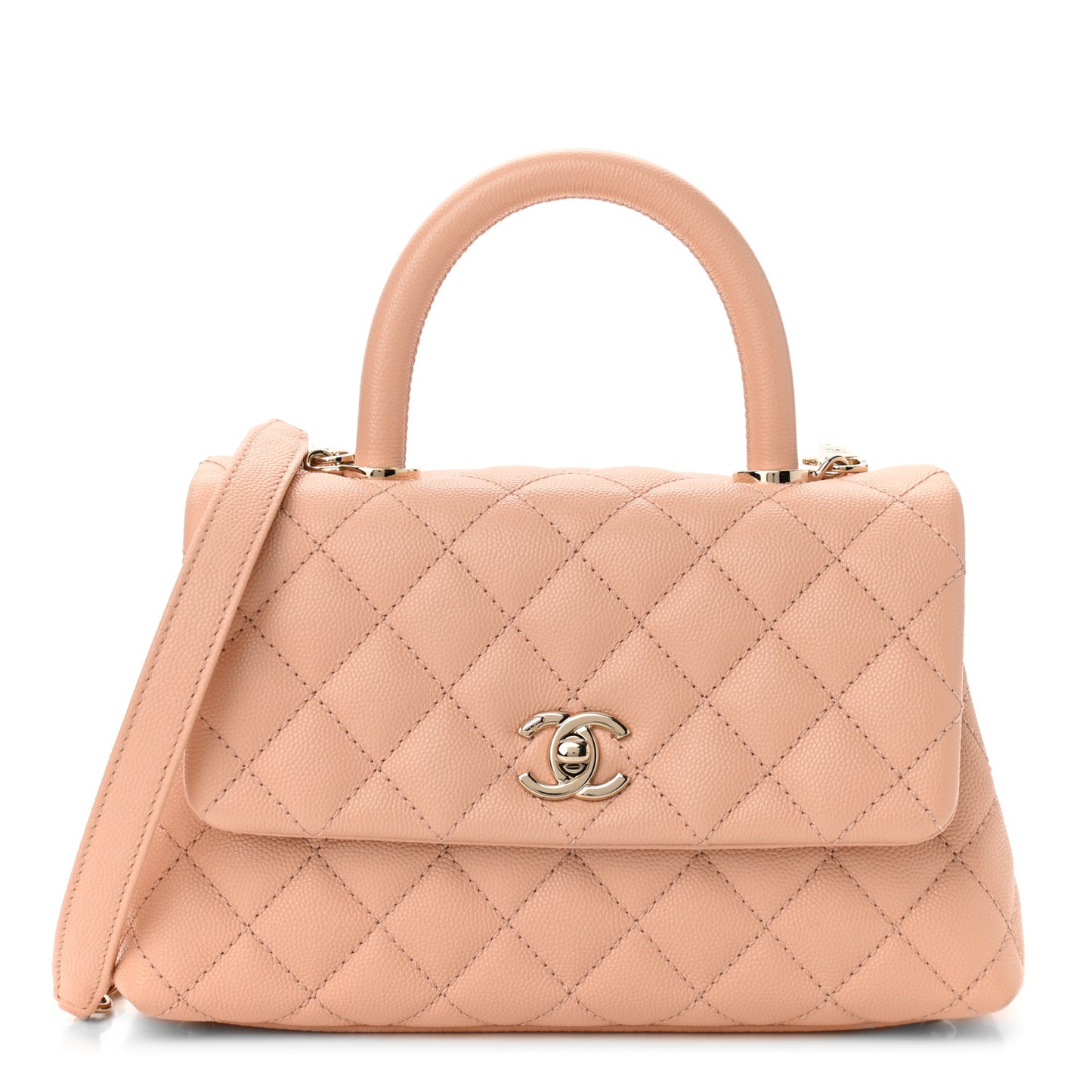 Caviar Quilted Mini Coco Handle Flap Light Pink