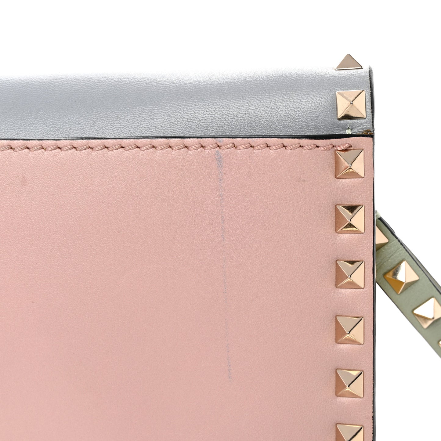 Nappa Watercolor Rockstud Wristlet Clutch Rose Green Yellow Sky