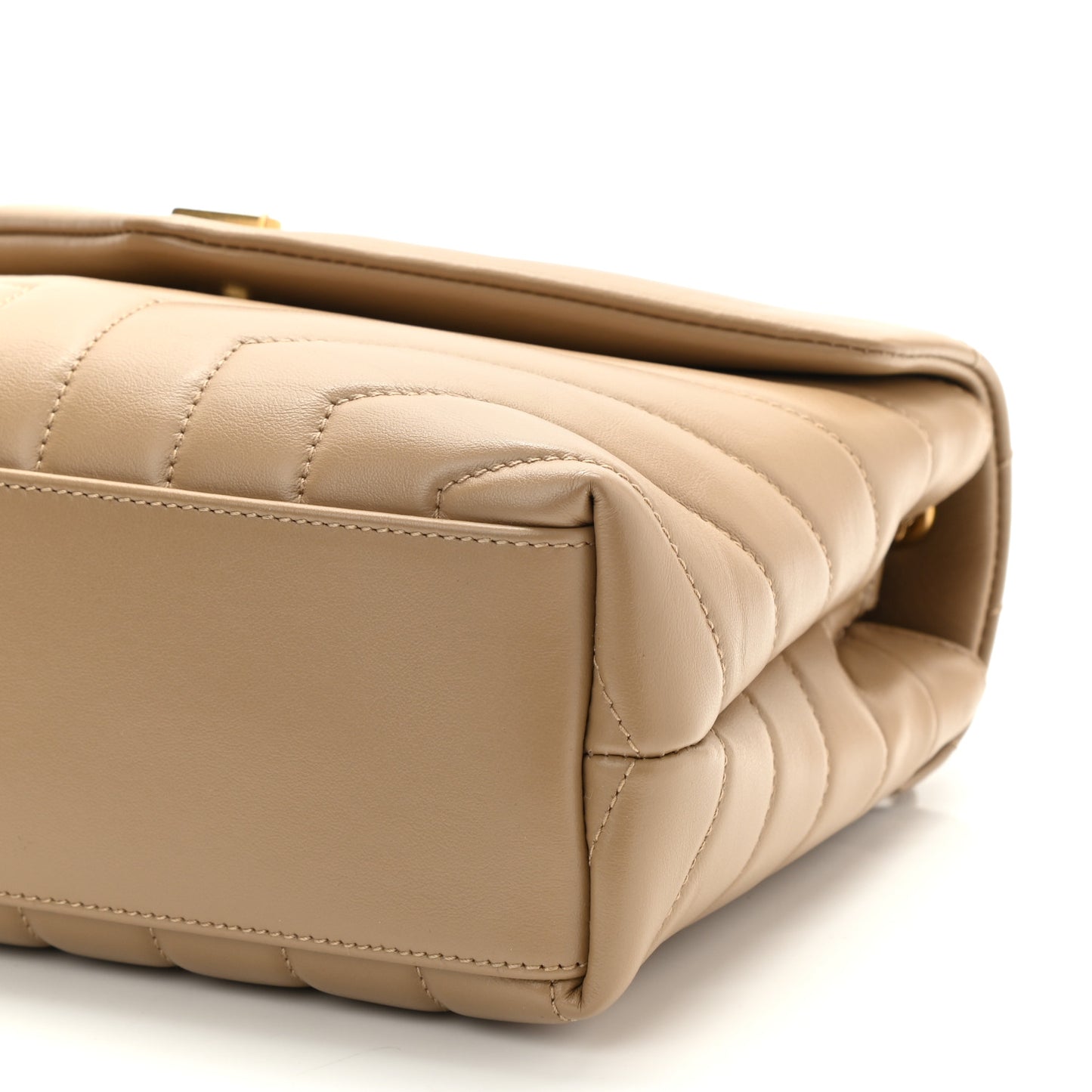 Calfskin Y Quilted Monogram Small Loulou Chain Satchel Dark Beige