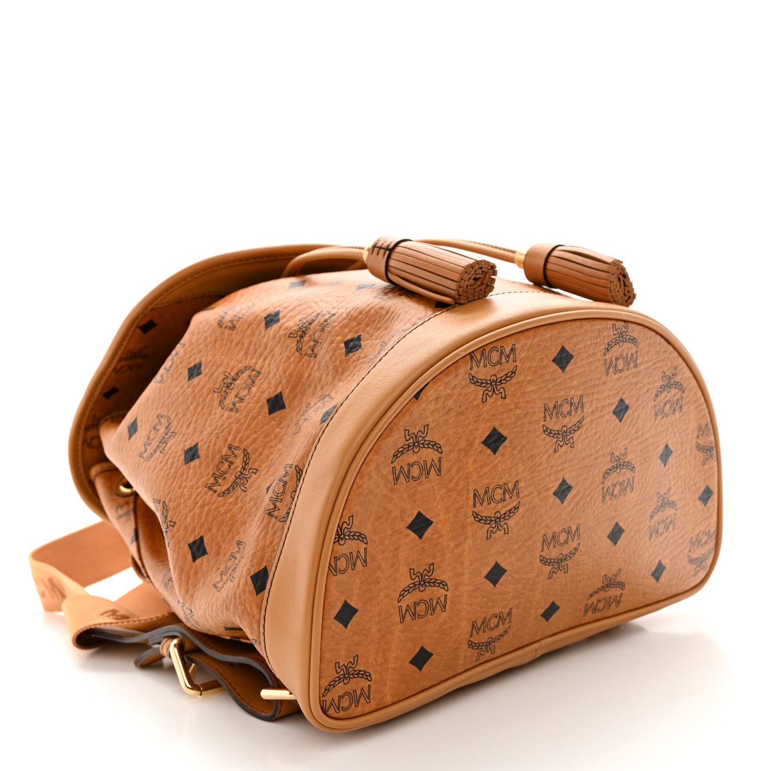 MCM Visetos Drawstring Tassel Backpack Cognac 4 of 8