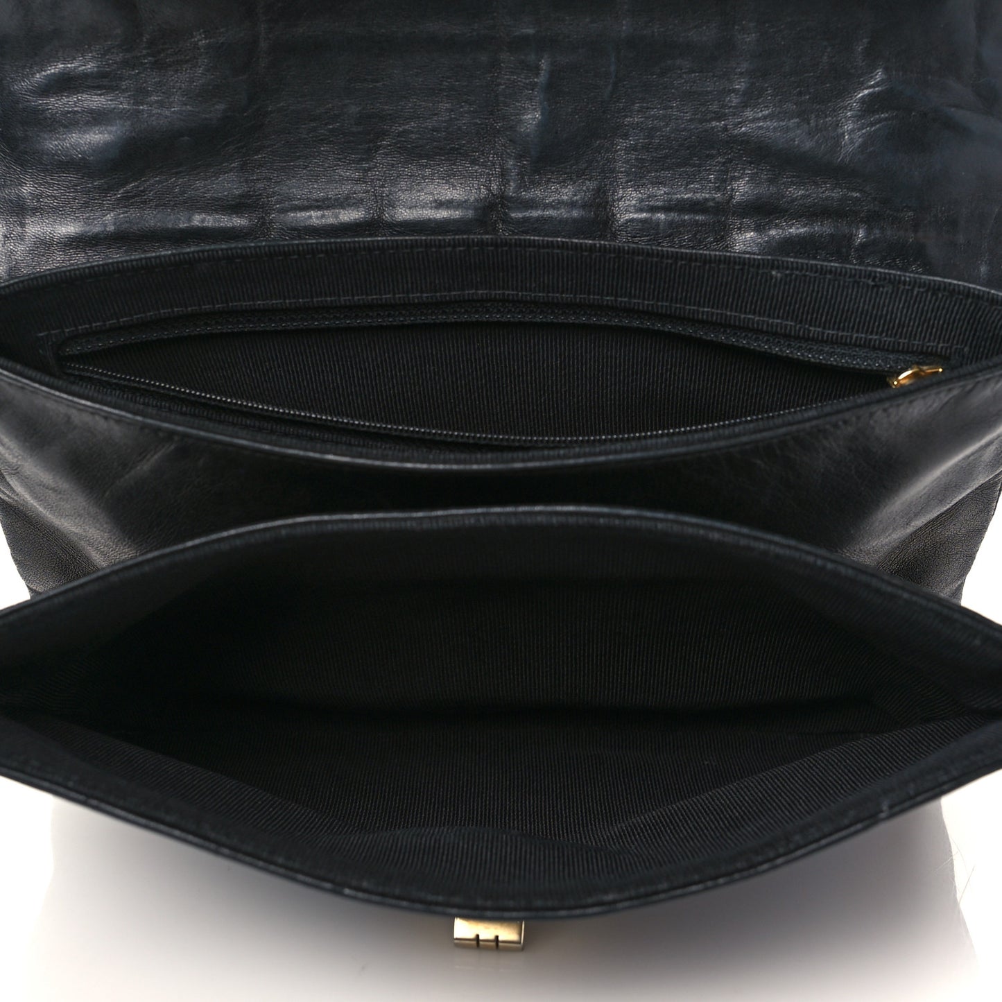 Lambskin Chocolate Bar Mademoiselle Flap Black