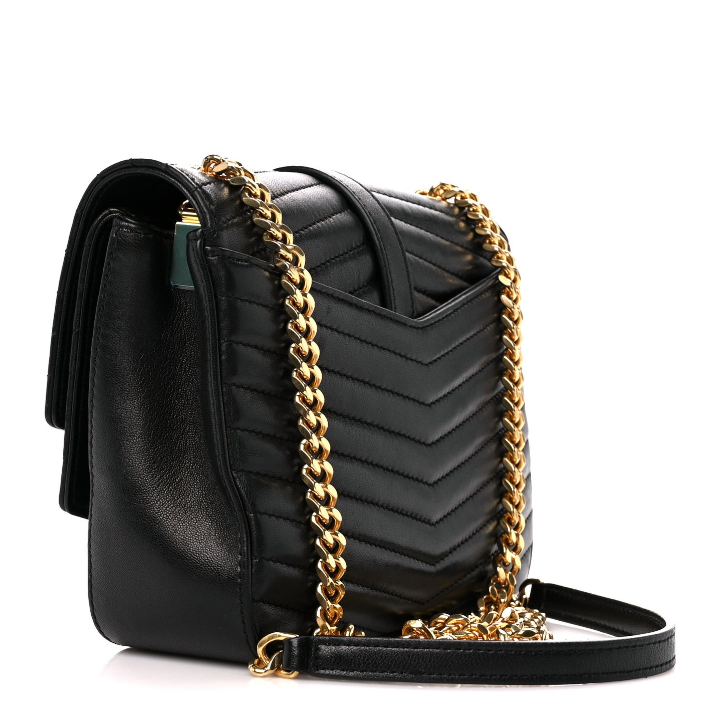 Lambskin Matelasse Chevron Monogram Small Sulpice Bag Black