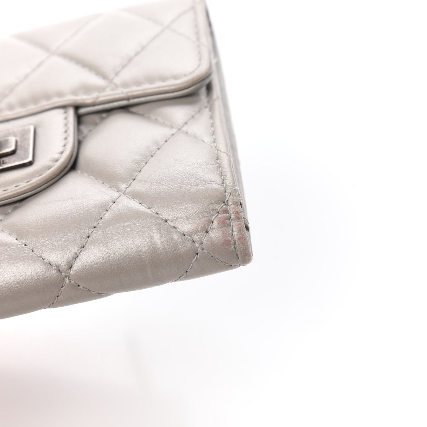 Aged Calfskin Quilted Reissue Compact Wallet Grey