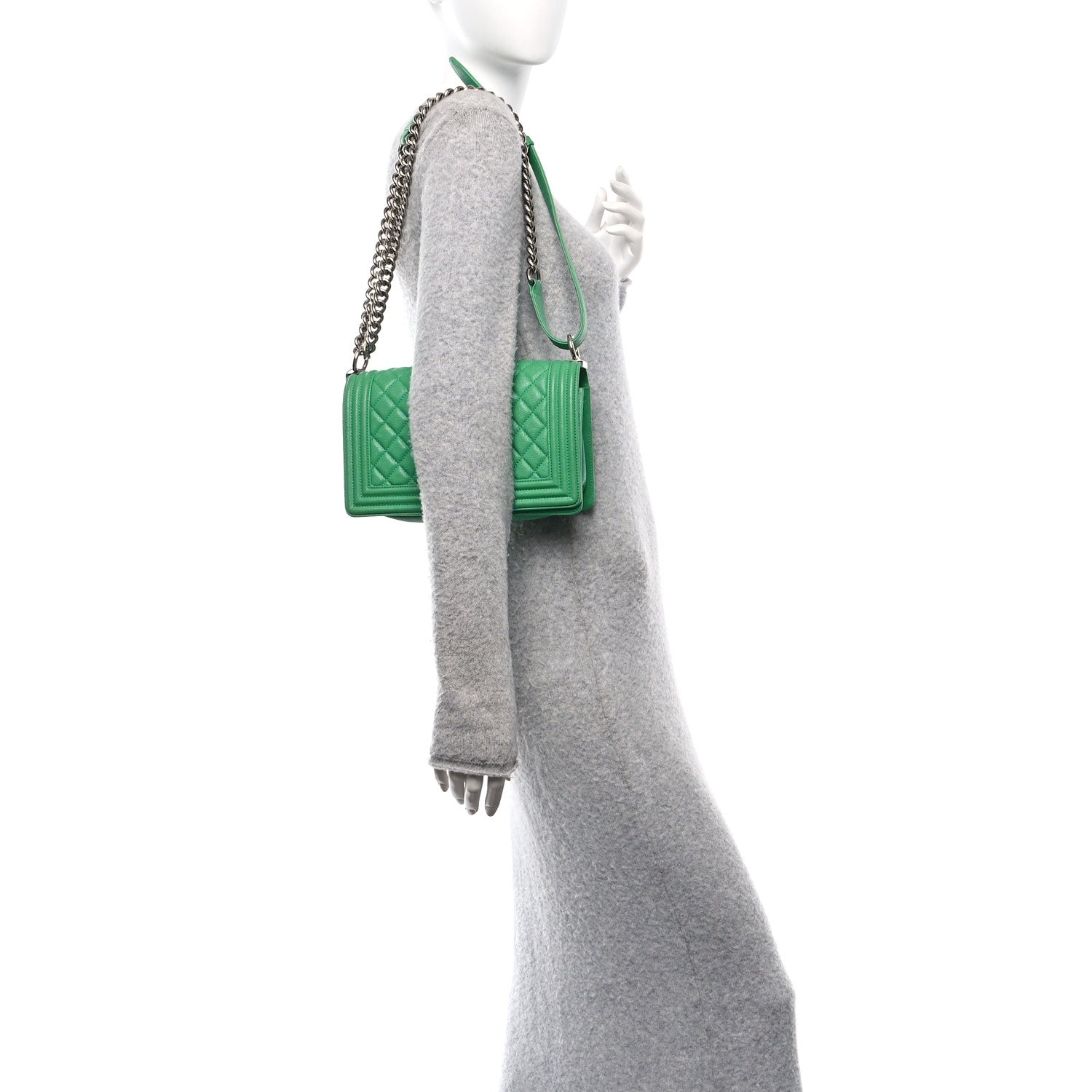 Chanel Caviar Quilted Medium Boy Flap Green 2 of 11