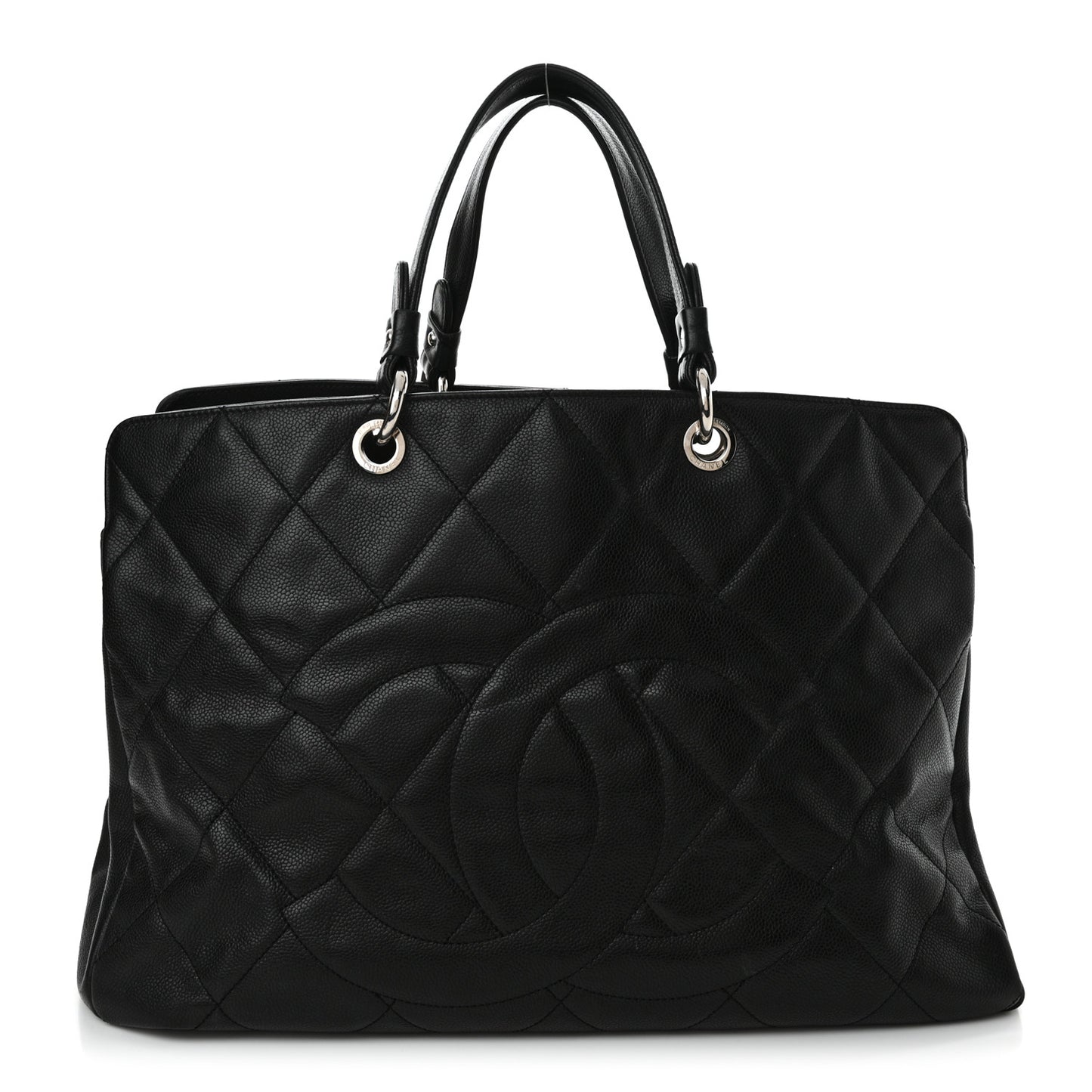 Caviar Quilted Timeless CC XL Shopping Tote Black