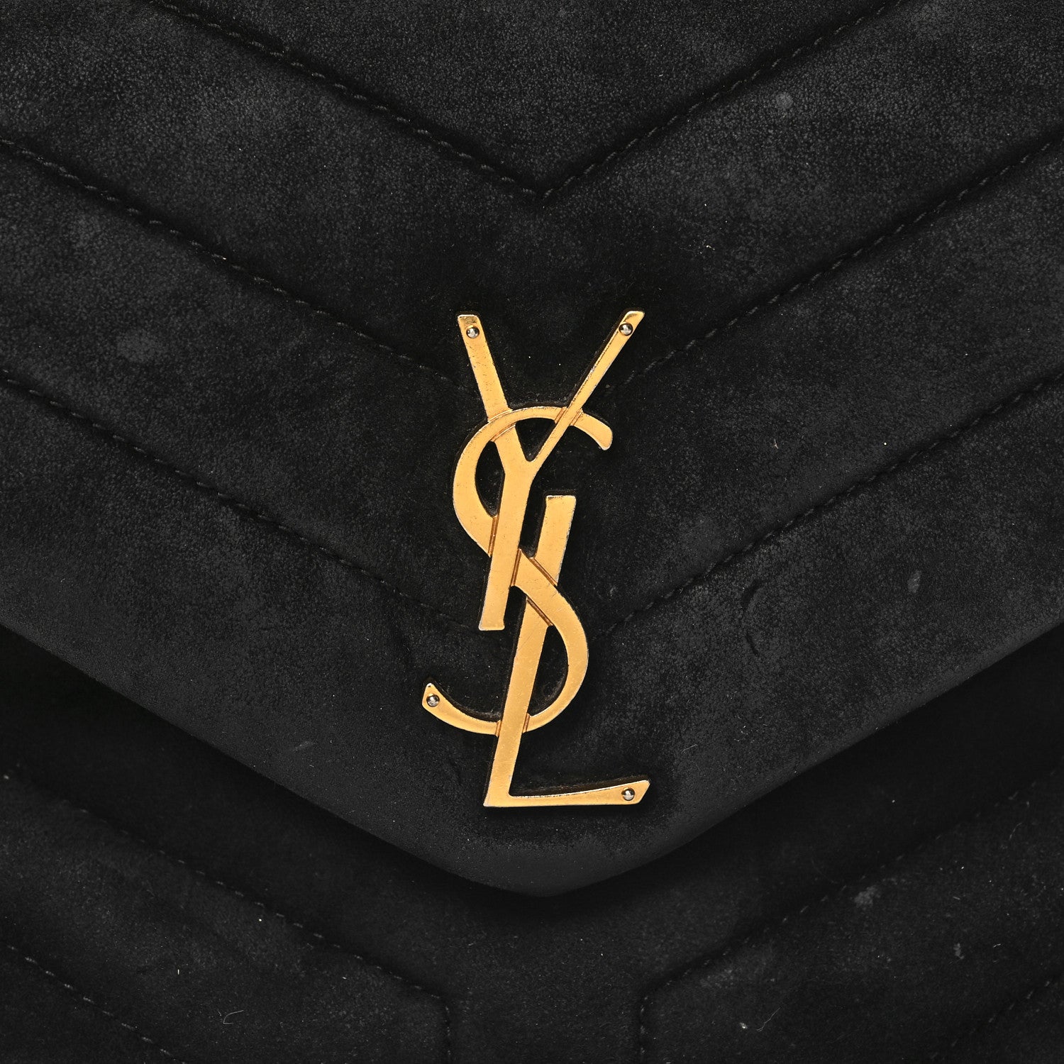 Saint Laurent Suede Calfskin Y Quilted Monogram Small Loulou Chain Satchel Black 8 of 13