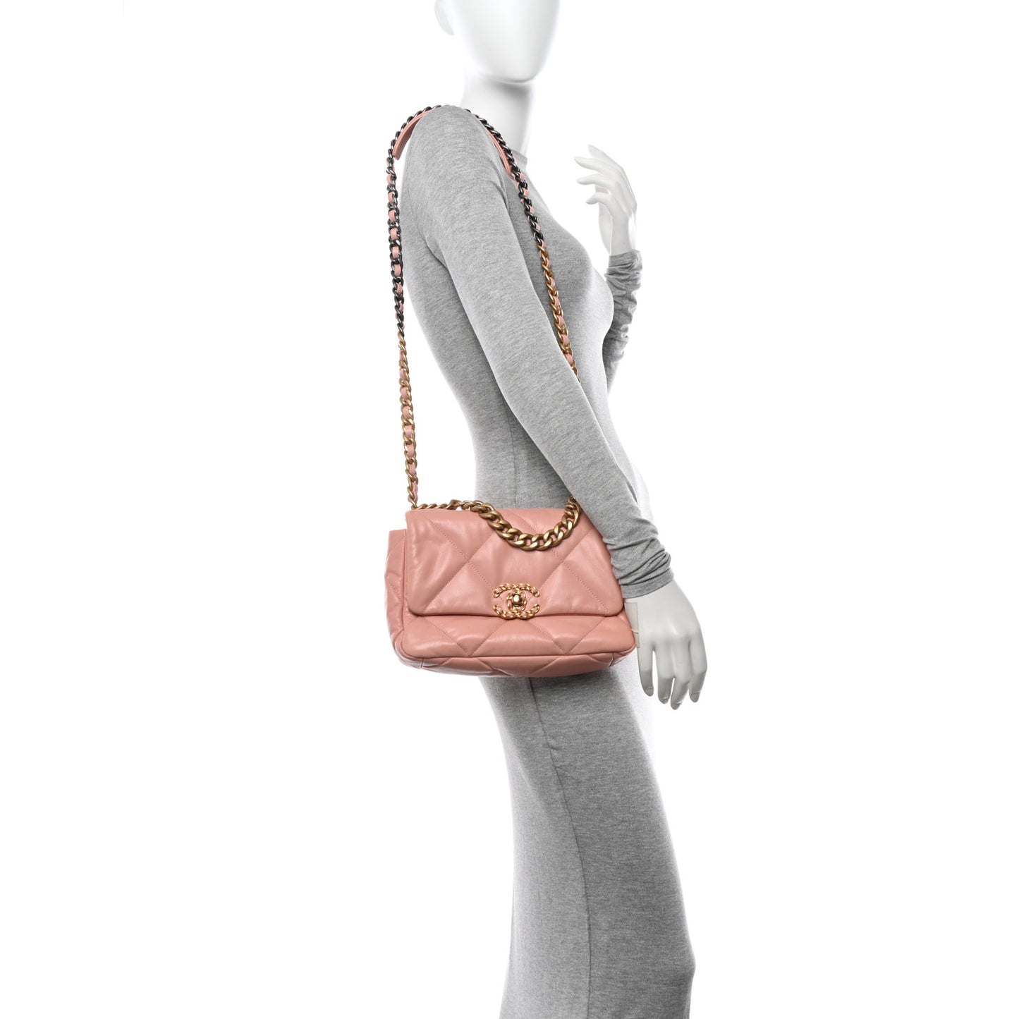 Goatskin Quilted Medium Chanel 19 Flap Light Pink