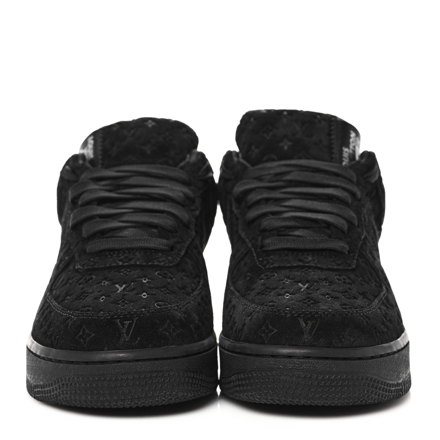 Louis Vuitton X NIKE AIR FORCE 1 Suede Calfskin Monogram Mens Low Top Sneakers 8 Black 2 of 12