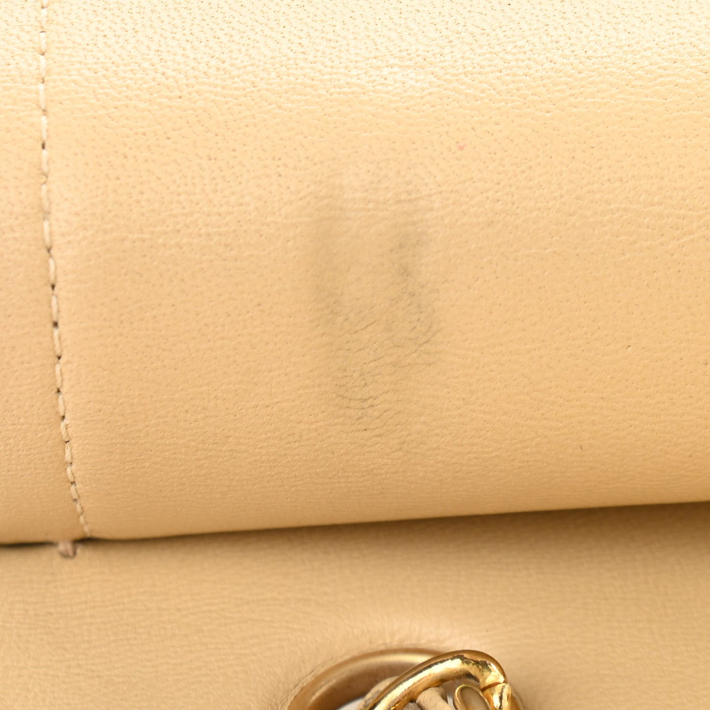 Lambskin Quilted Medium Double Flap Beige