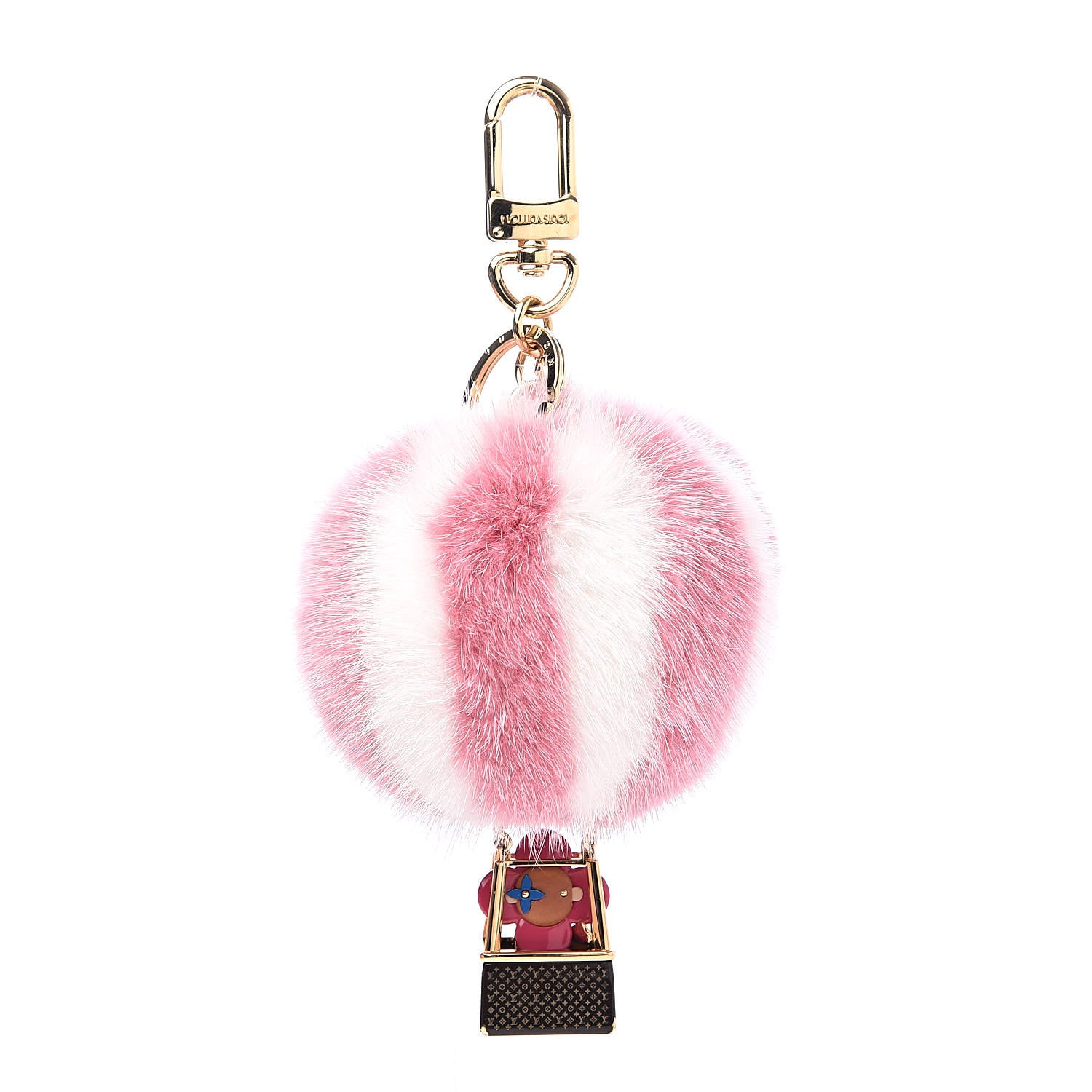 Louis Vuitton Mink Fur Vivienne Balloon Bag Charm Key Holder Pink