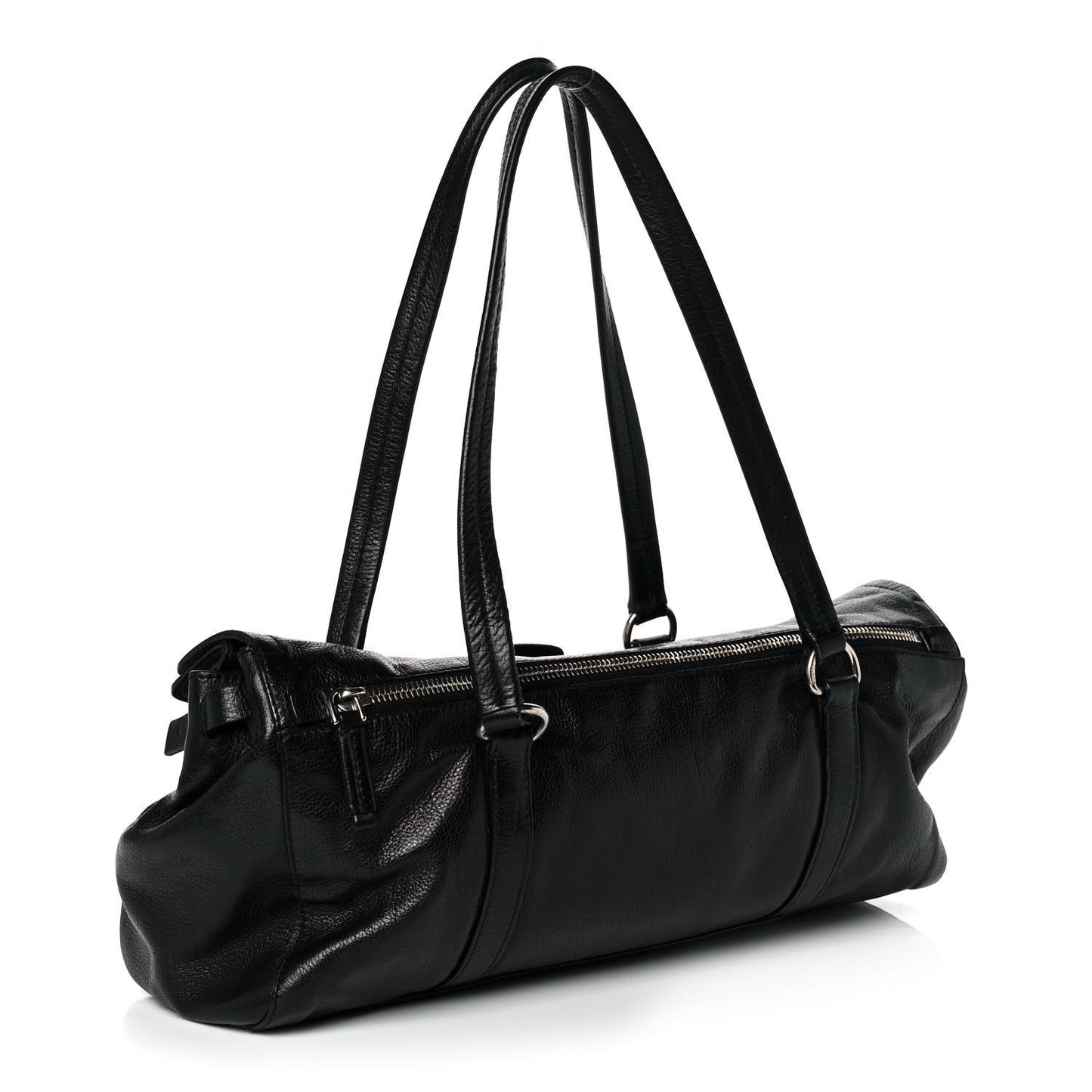 Royal Calf Easy Foldover Pushlock Satchel Black