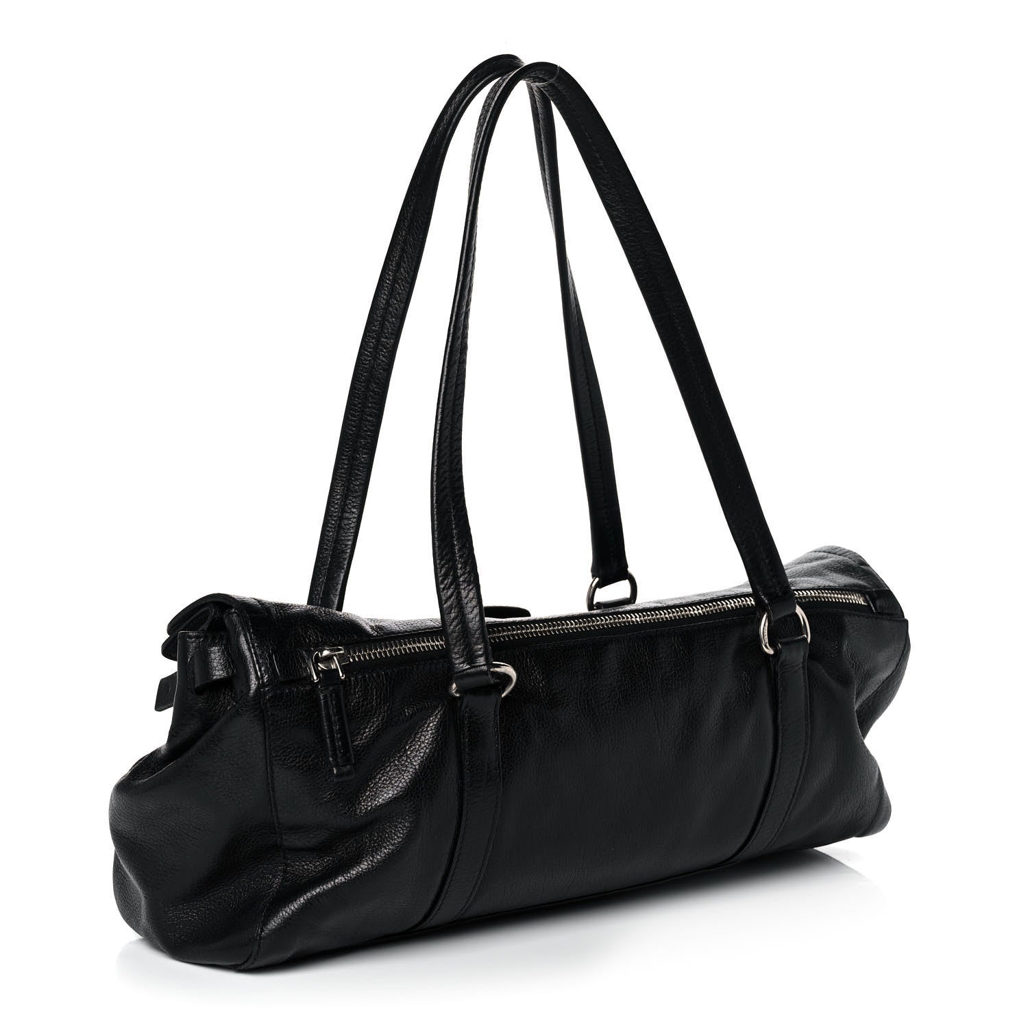 Prada Royal Calf Easy Foldover Pushlock Satchel Black 3 of 12