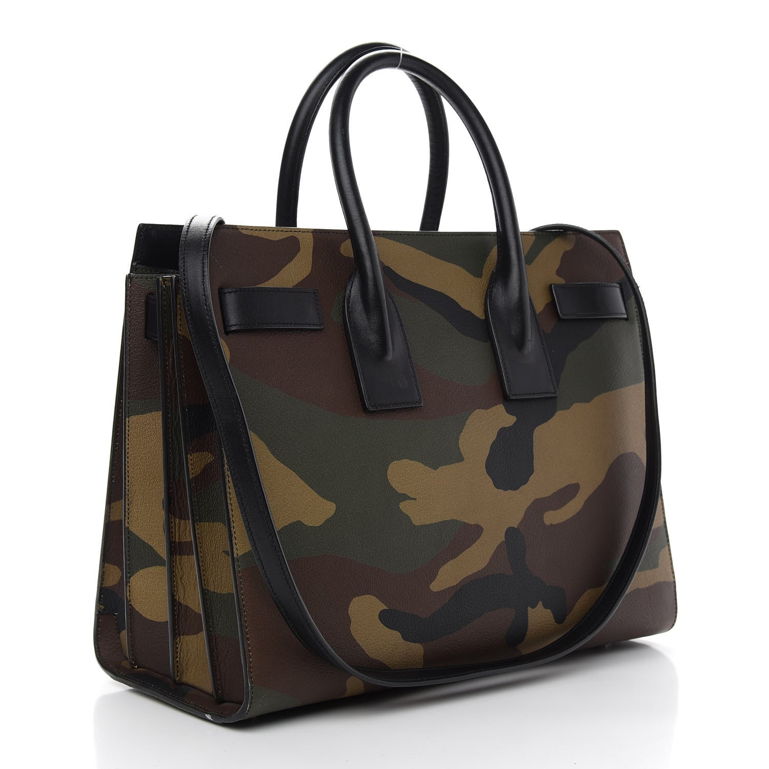 Saint Laurent Calfskin Camouflage Small Sac De Jour Kaki Black 3 of 15