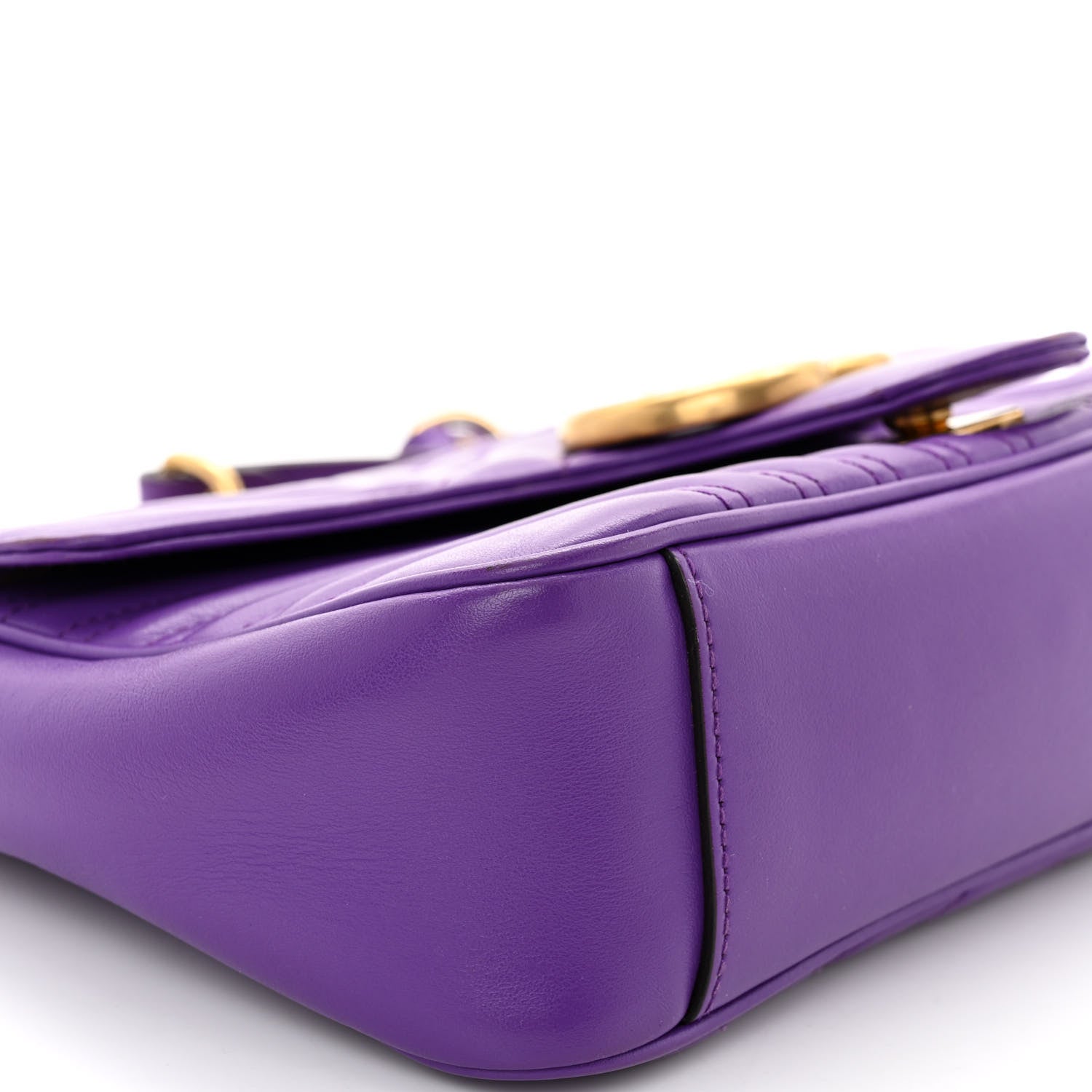Gucci Calfskin Matelasse Small GG Marmont Shoulder Bag Shine Purple 9 of 11