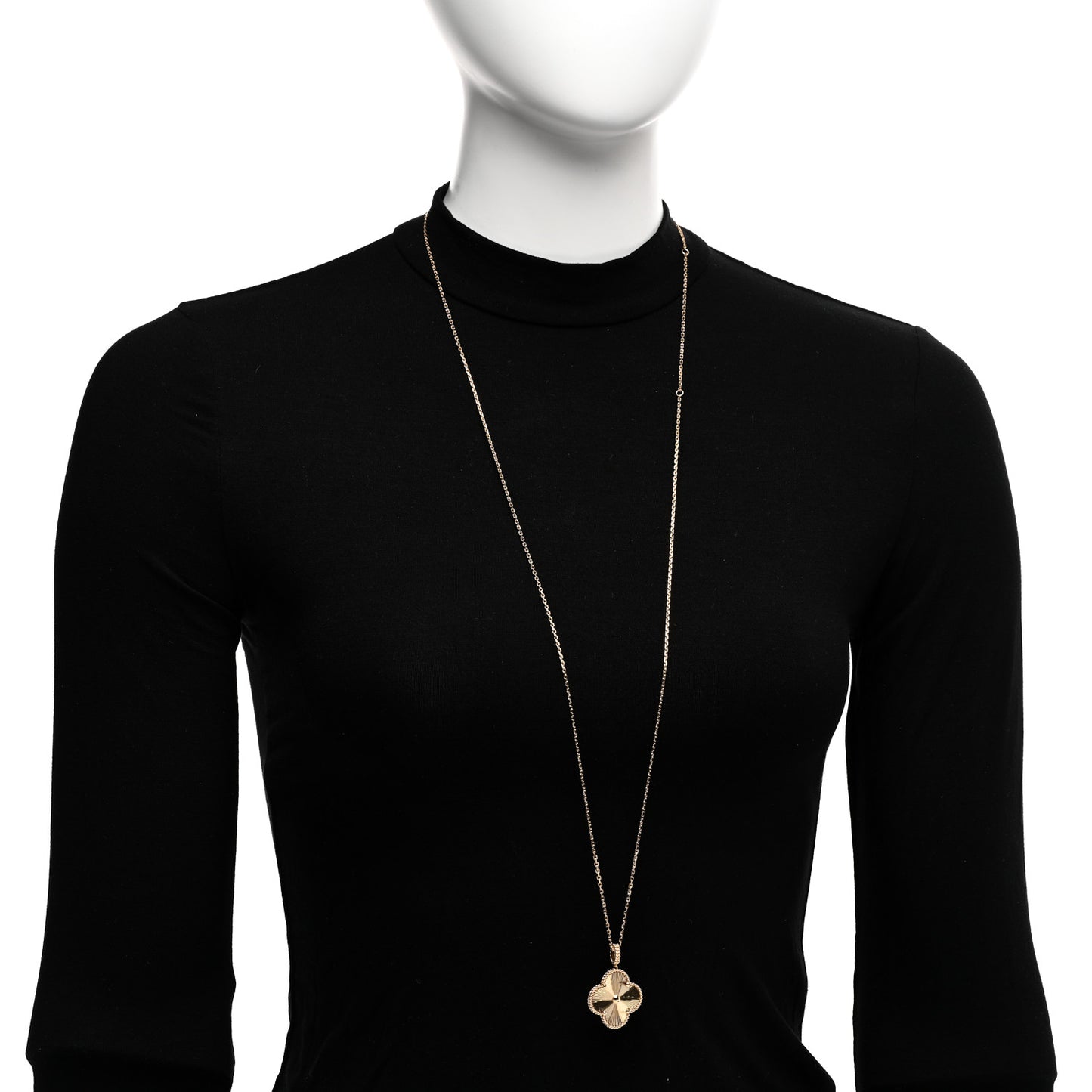 18K Yellow Gold Guilloche Magic Alhambra Long Necklace