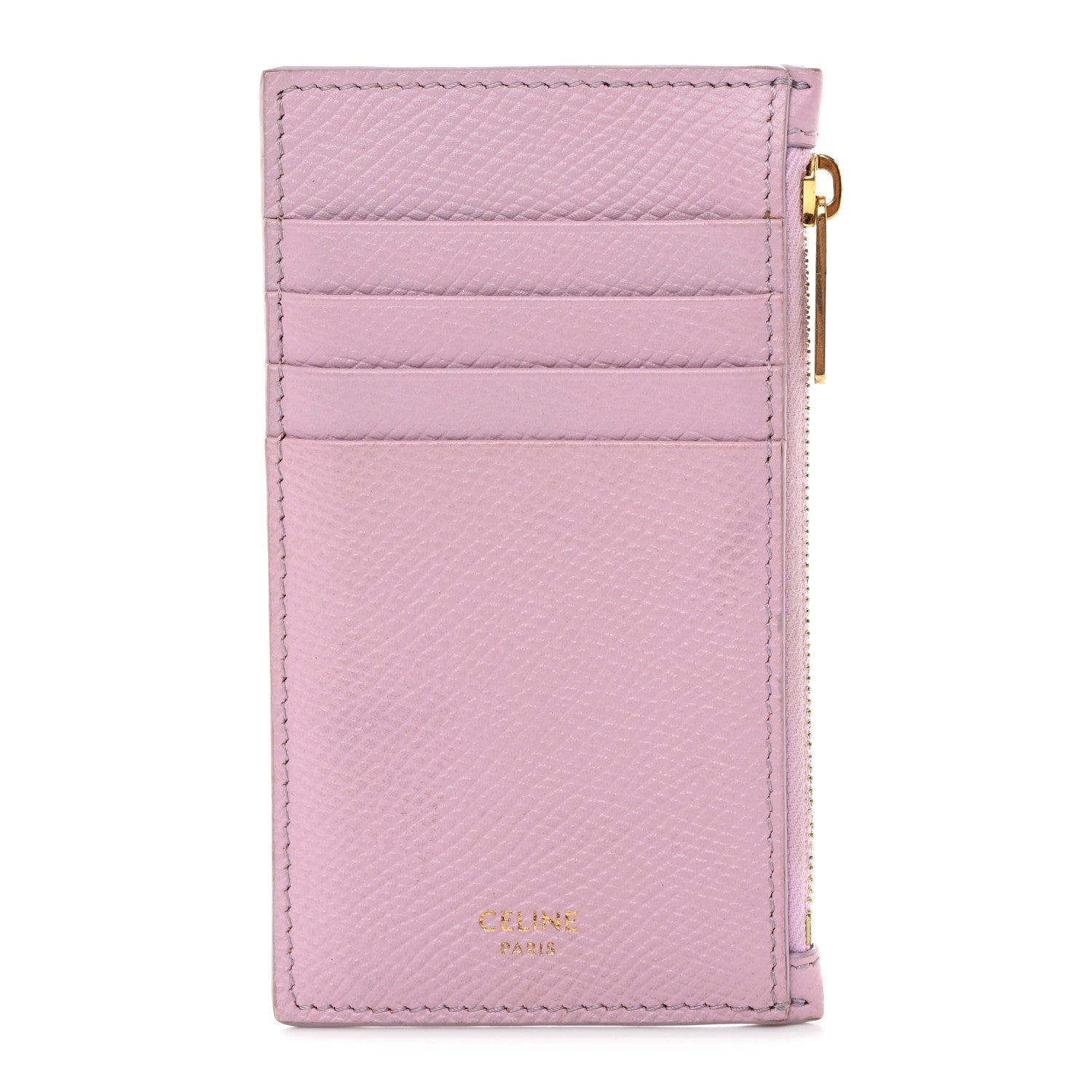 Celine Grained Calfskin Zipped Card Holder Pink 2 of 22