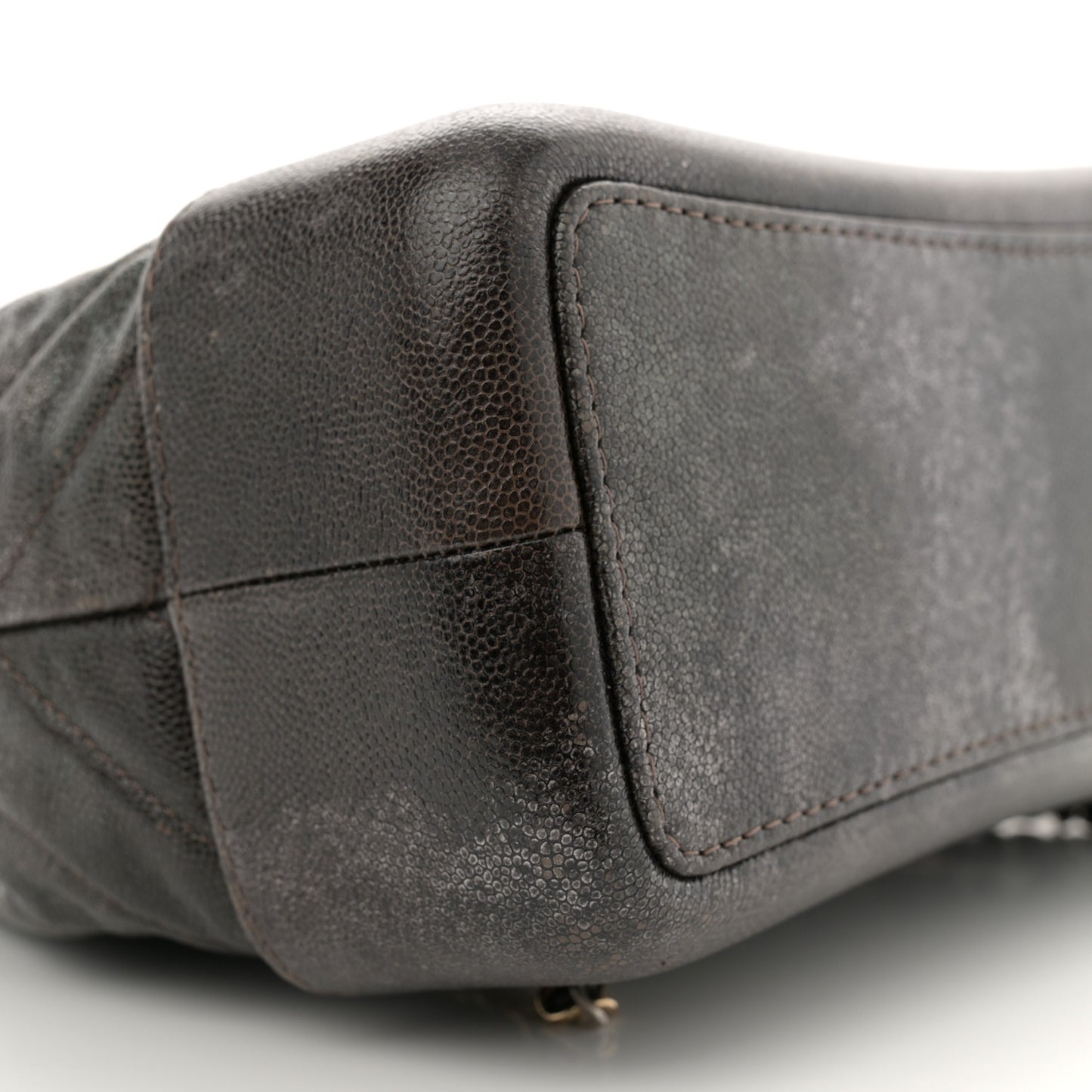 Metallic Grained Goatskin Gabrielle Backpack Dark Silver Gold