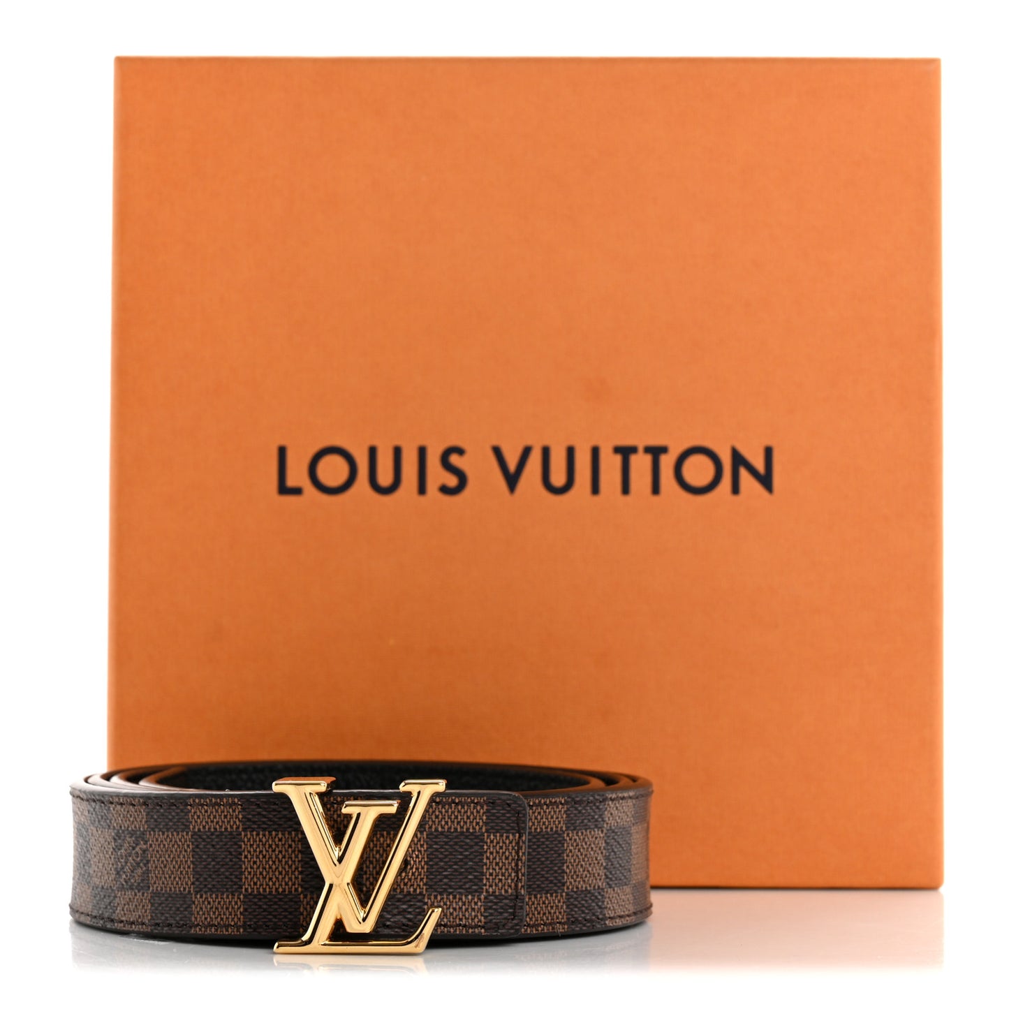 Calfskin Damier Ebene 25mm LV Iconic Reversible Belt 90 36