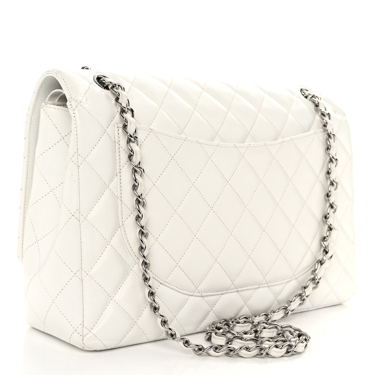 Caviar Quilted Maxi Double Flap White