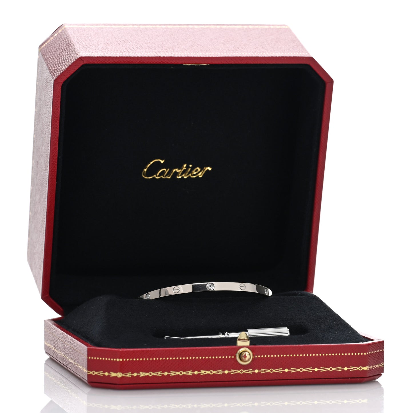 18K White Gold 6 Diamond Small LOVE Bracelet 16
