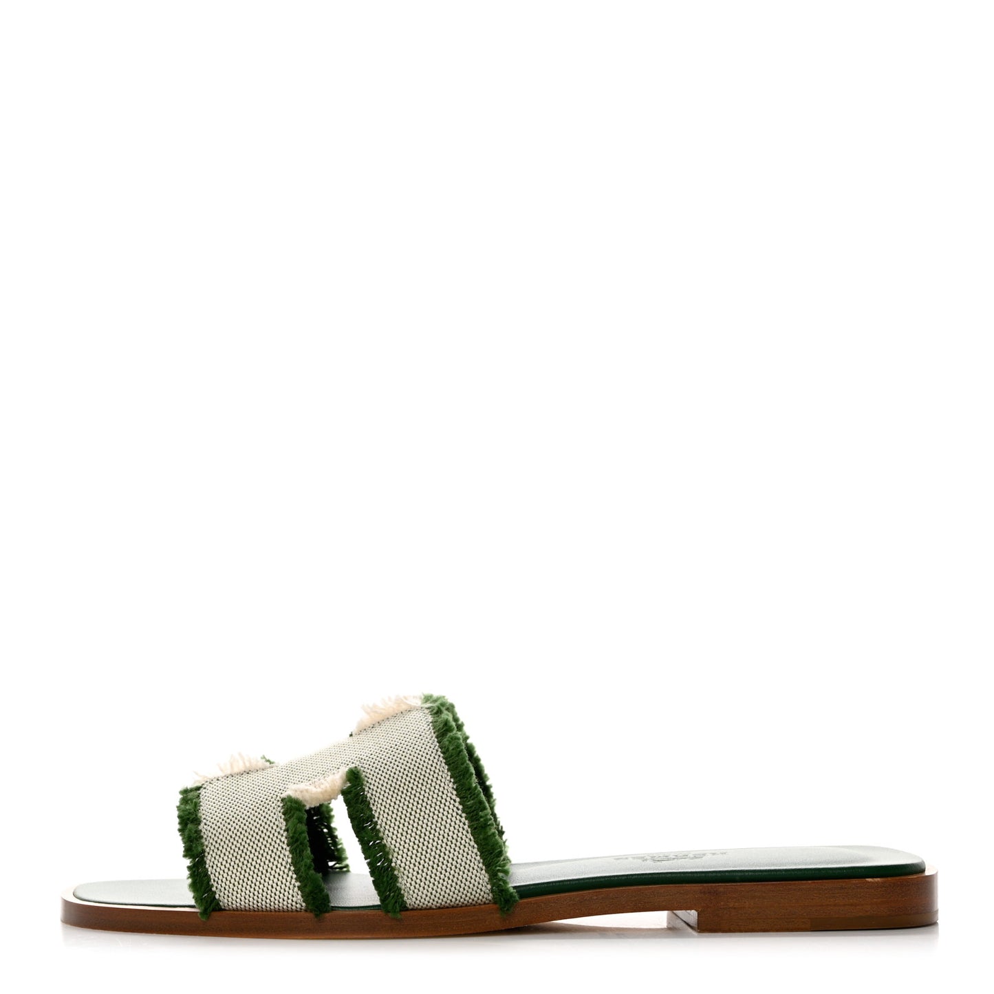 Toile H Oran Fringe Sandals 35 Vert