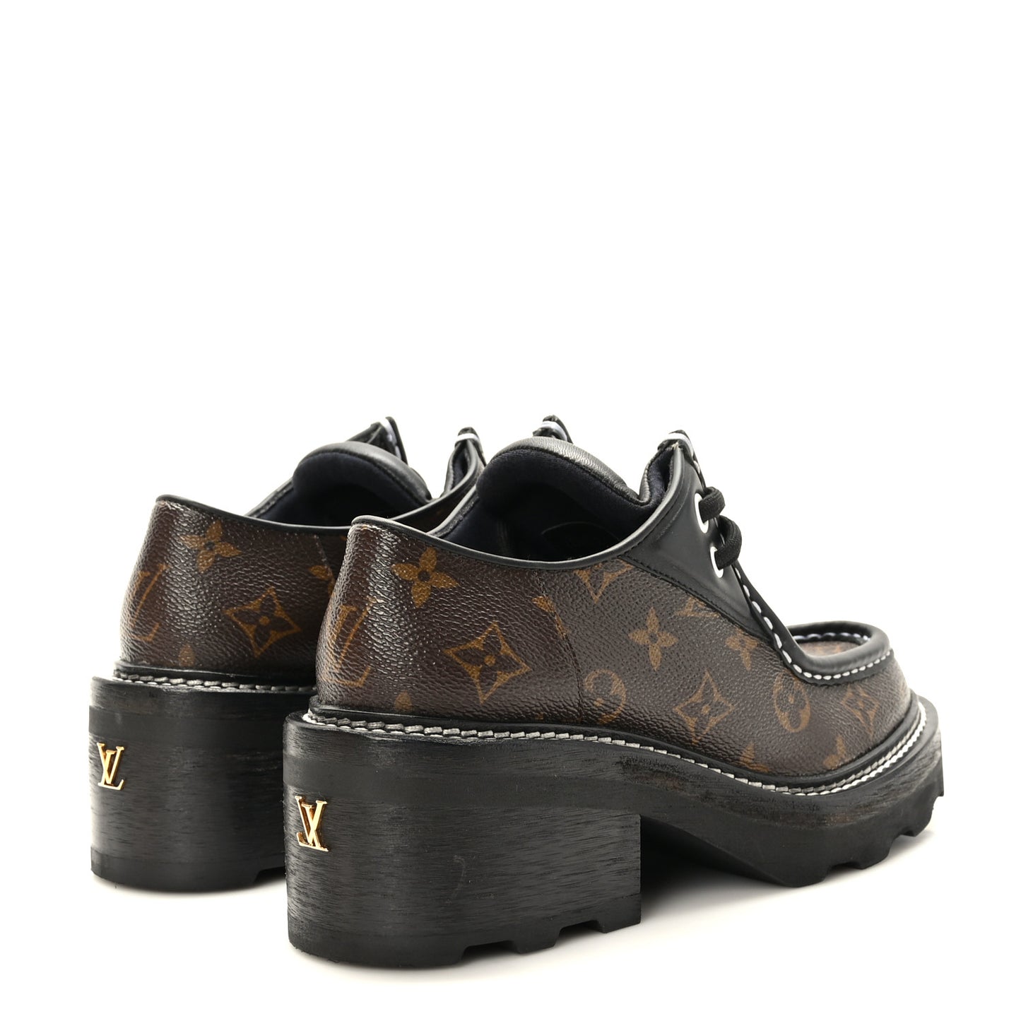 Monogram Calfskin Beaubourg Platform Derby Shoes 37 Brown