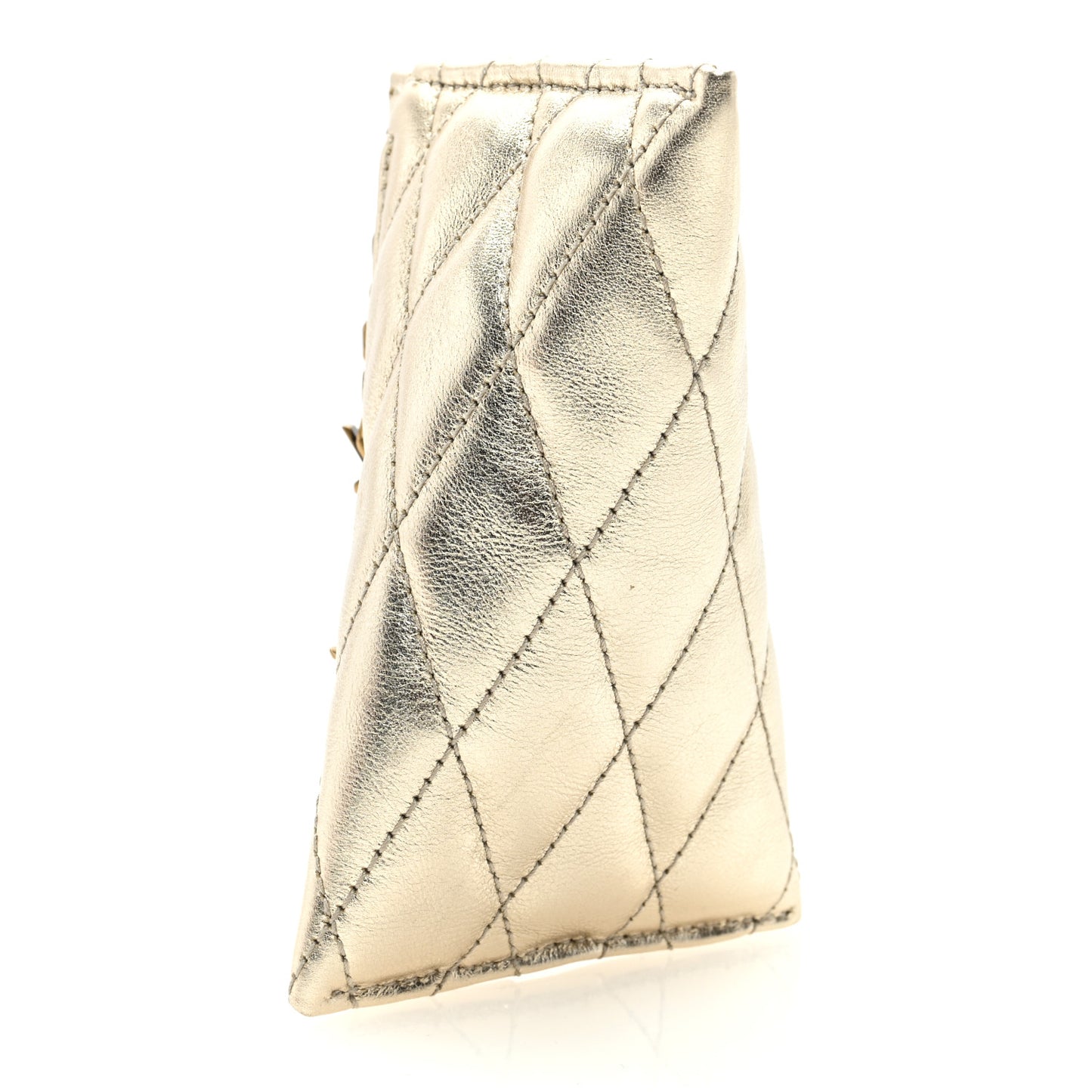 SAINT LAURENT Metallic Calfskin Berlingo Bag Charm Platino