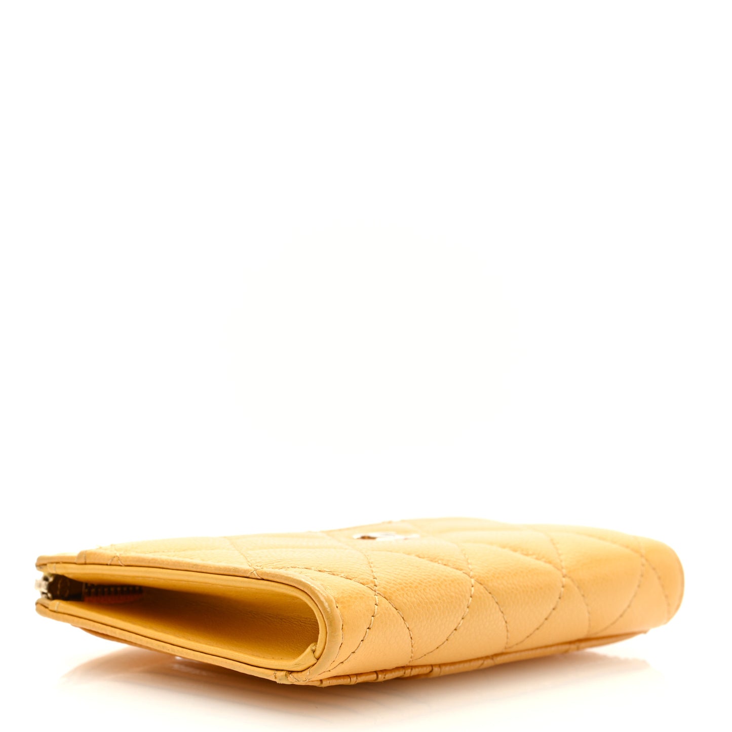 Caviar Quilted CC Zip Around Card Holder Yellow