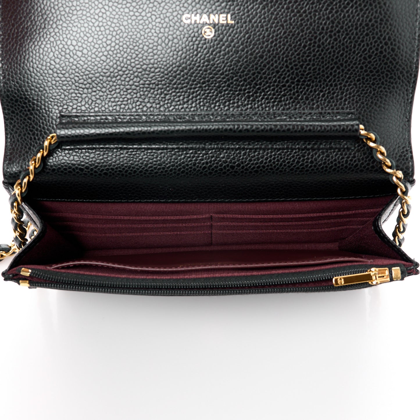 Caviar Quilted Wallet on Chain WOC Black