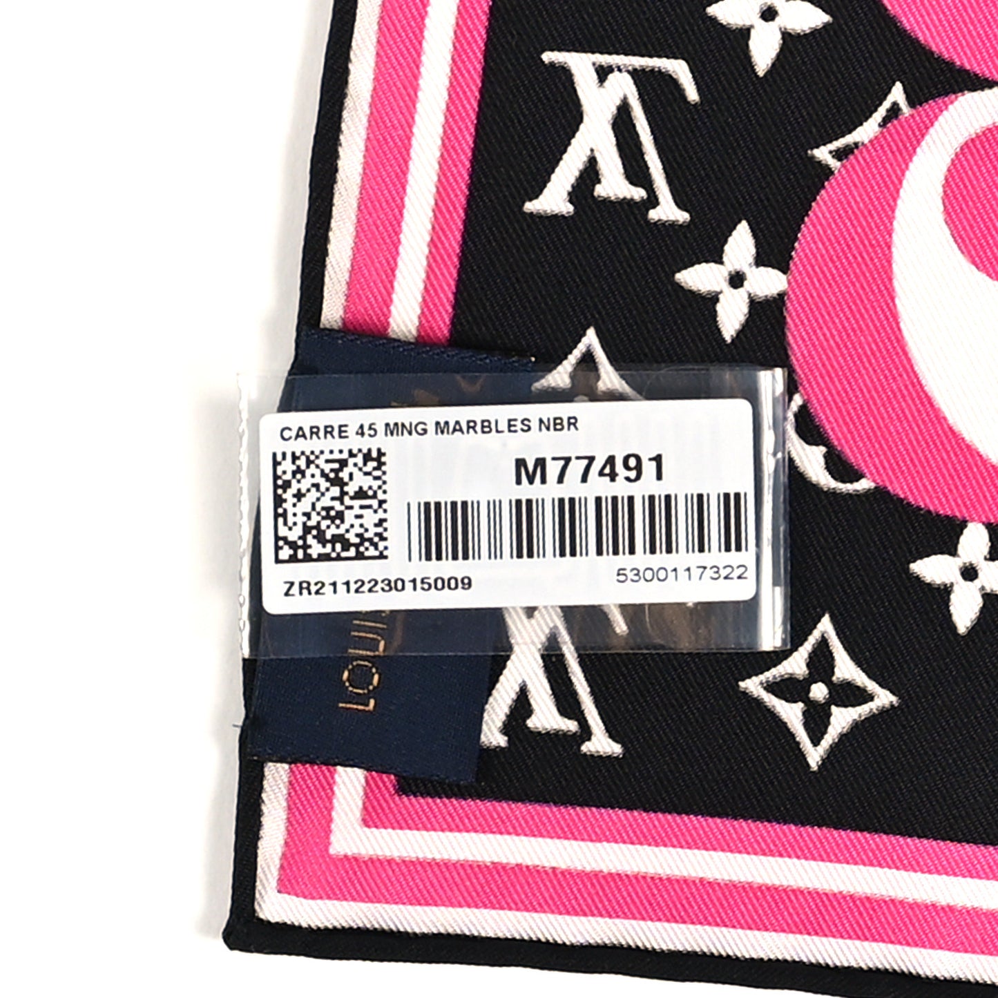 Silk Monogram Marbles Square 45 Scarf Black White Rose