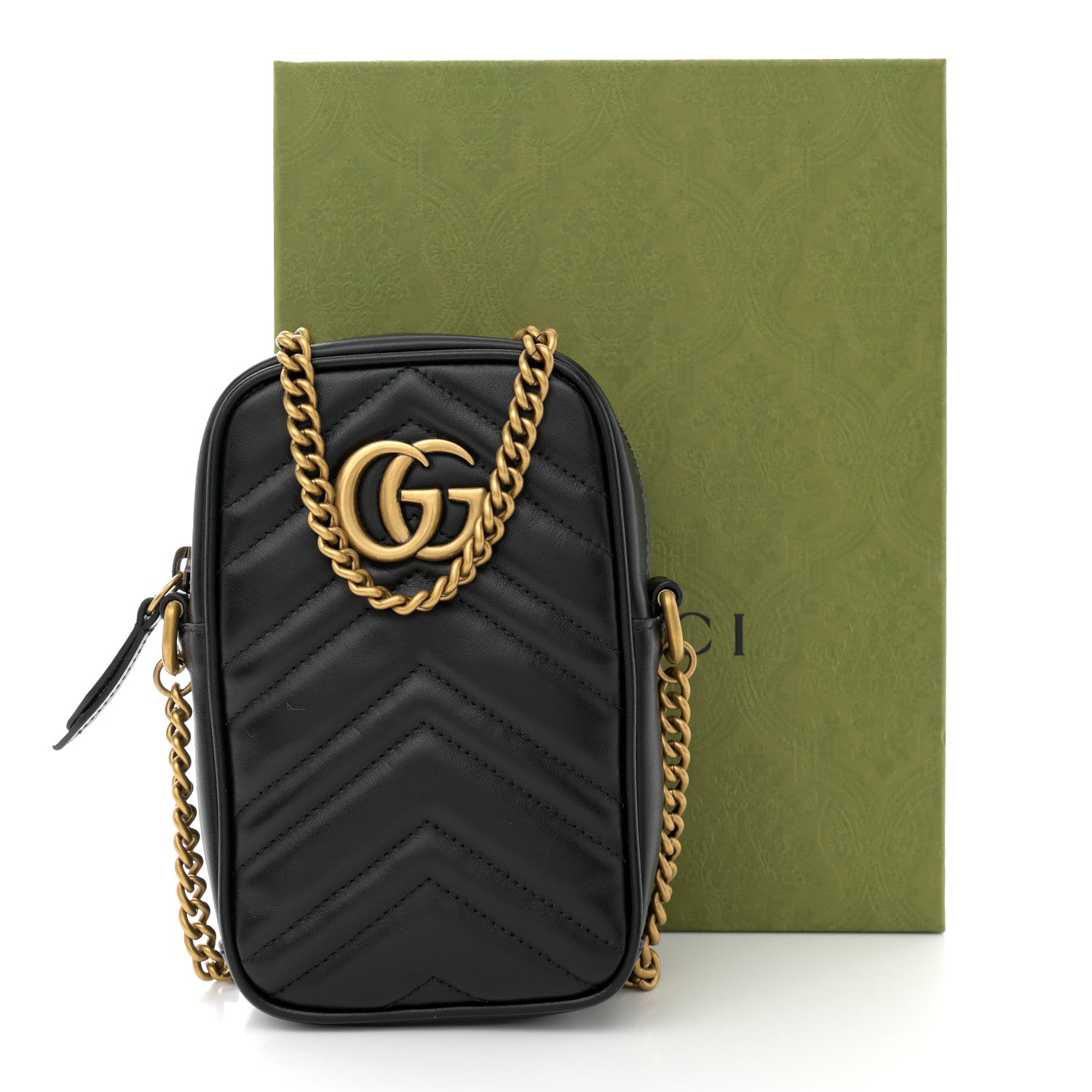 Gucci Calfskin Matelasse Mini GG Marmont Crossbody Bag Black 11 of 11