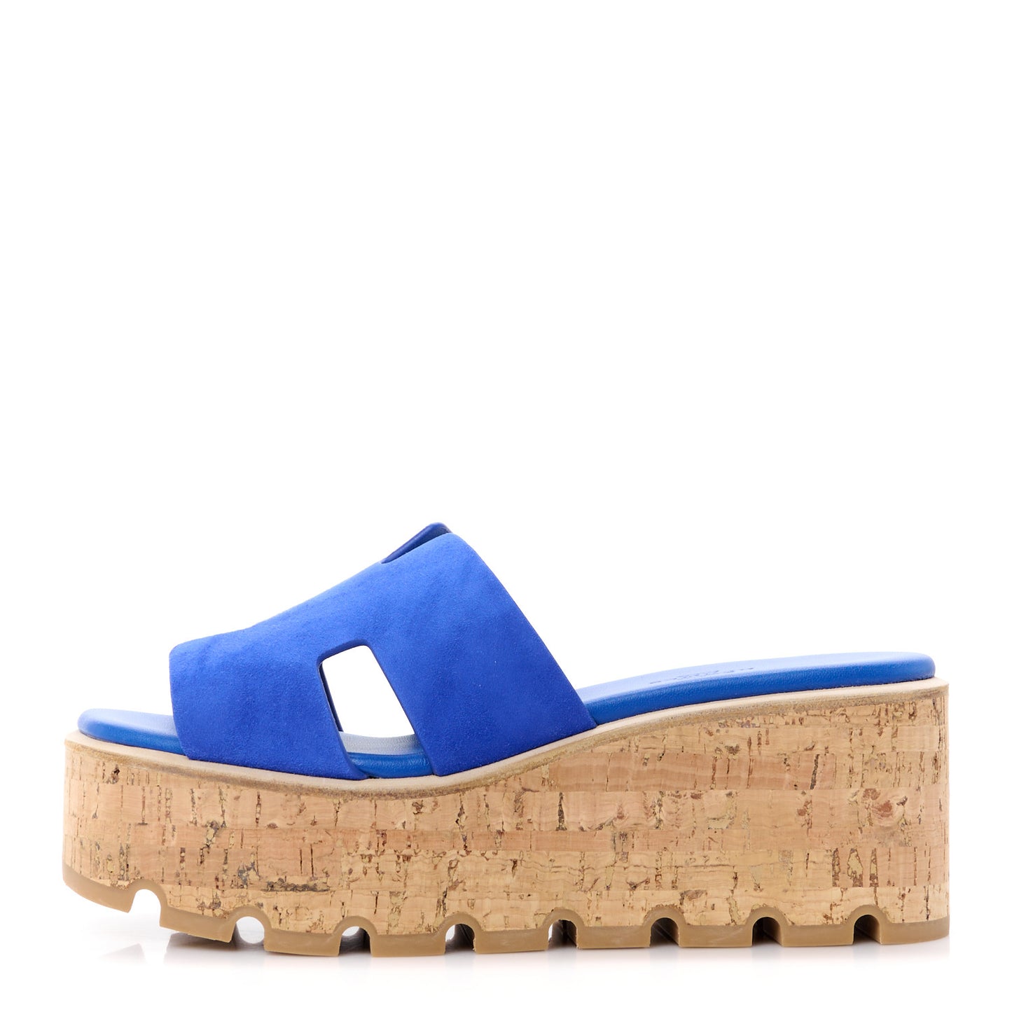 Suede Goatskin Cork Eze 30 Sandals 36 Bleu Ocean