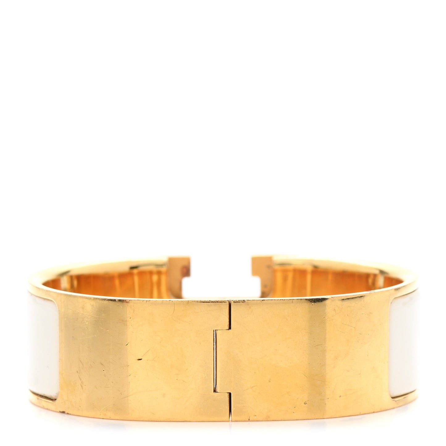 Enamel Wide Clic Clac H Bracelet GM White