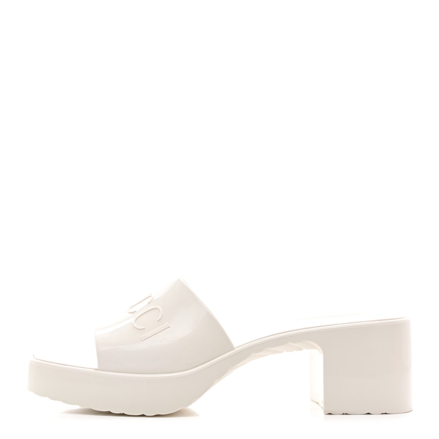 Rubber Gucci Logo Womens Platform 20/60mm Slide Sandals 37 Mystic White