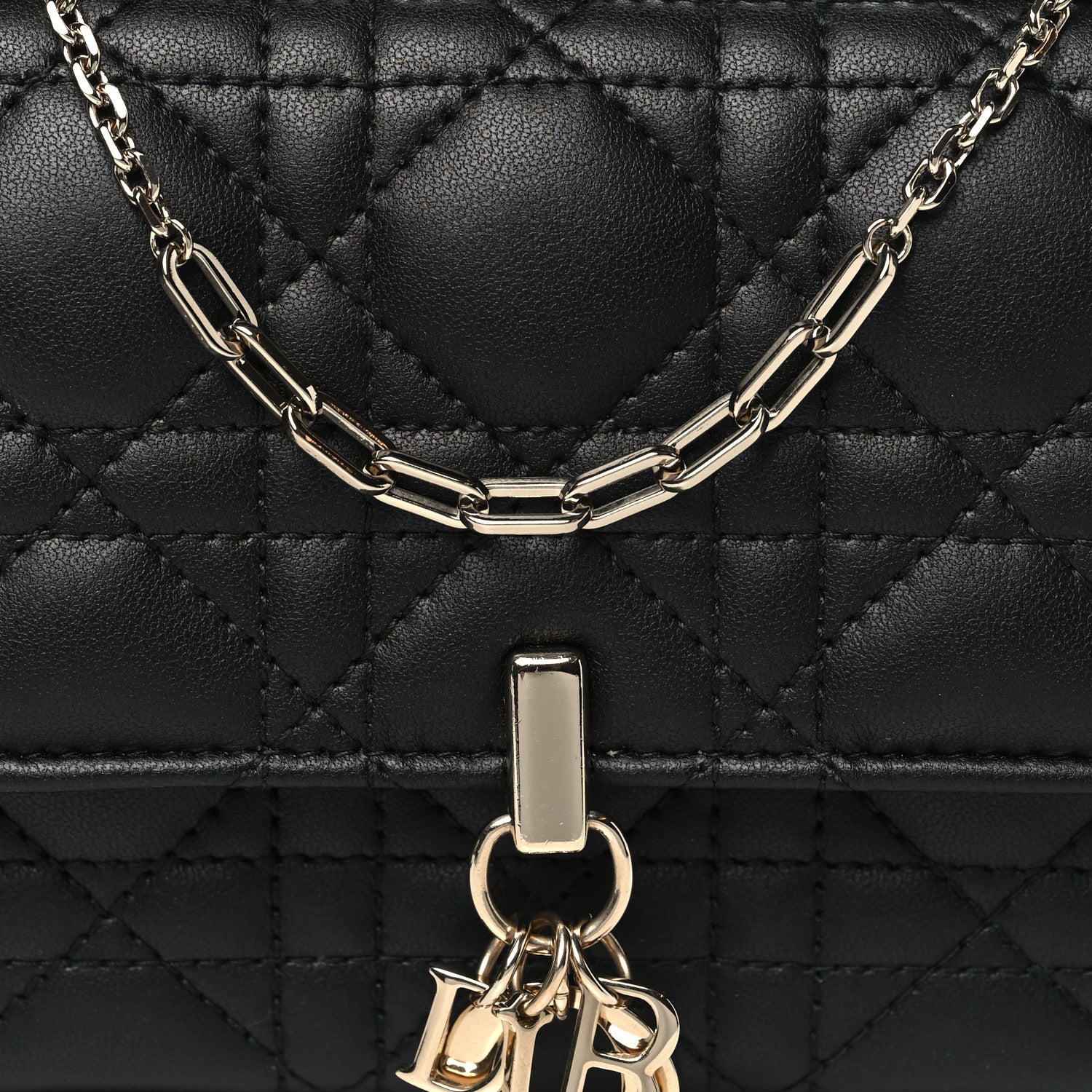 Christian Dior Lambskin Cannage Lady Dior Chain Pouch Black 7 of 10
