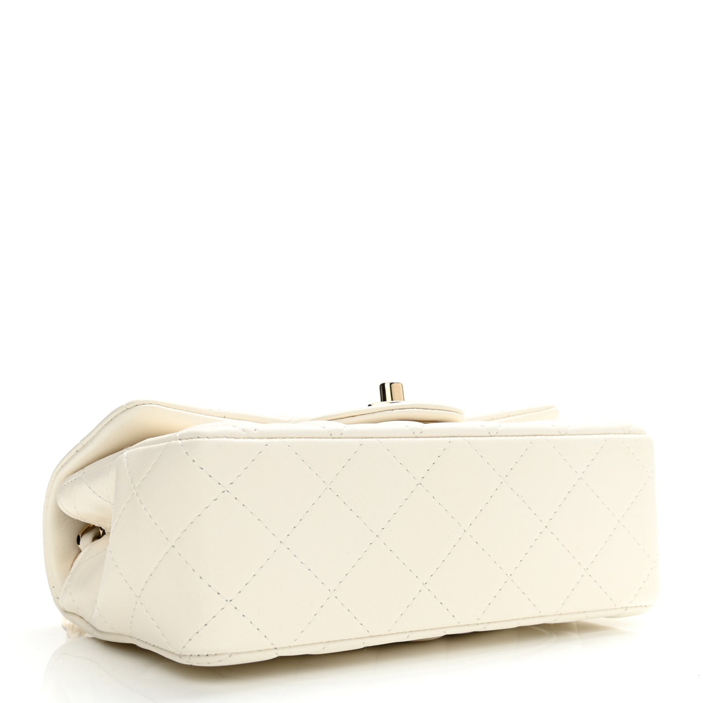 Lambskin Quilted Mini Rectangular Flap White