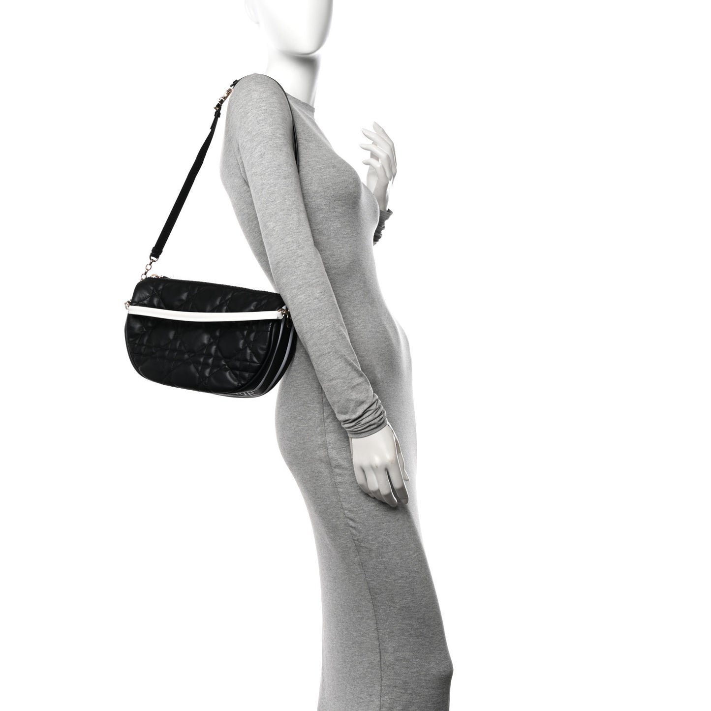 Lambskin Cannage Medium Dior Vibe Hobo Bag Black