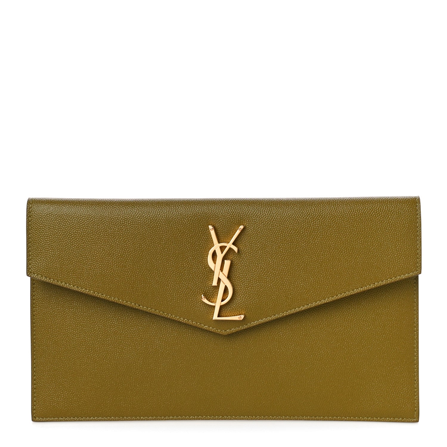 Saint Laurent Grain De Poudre Uptown Pouch Olive 1 of 10