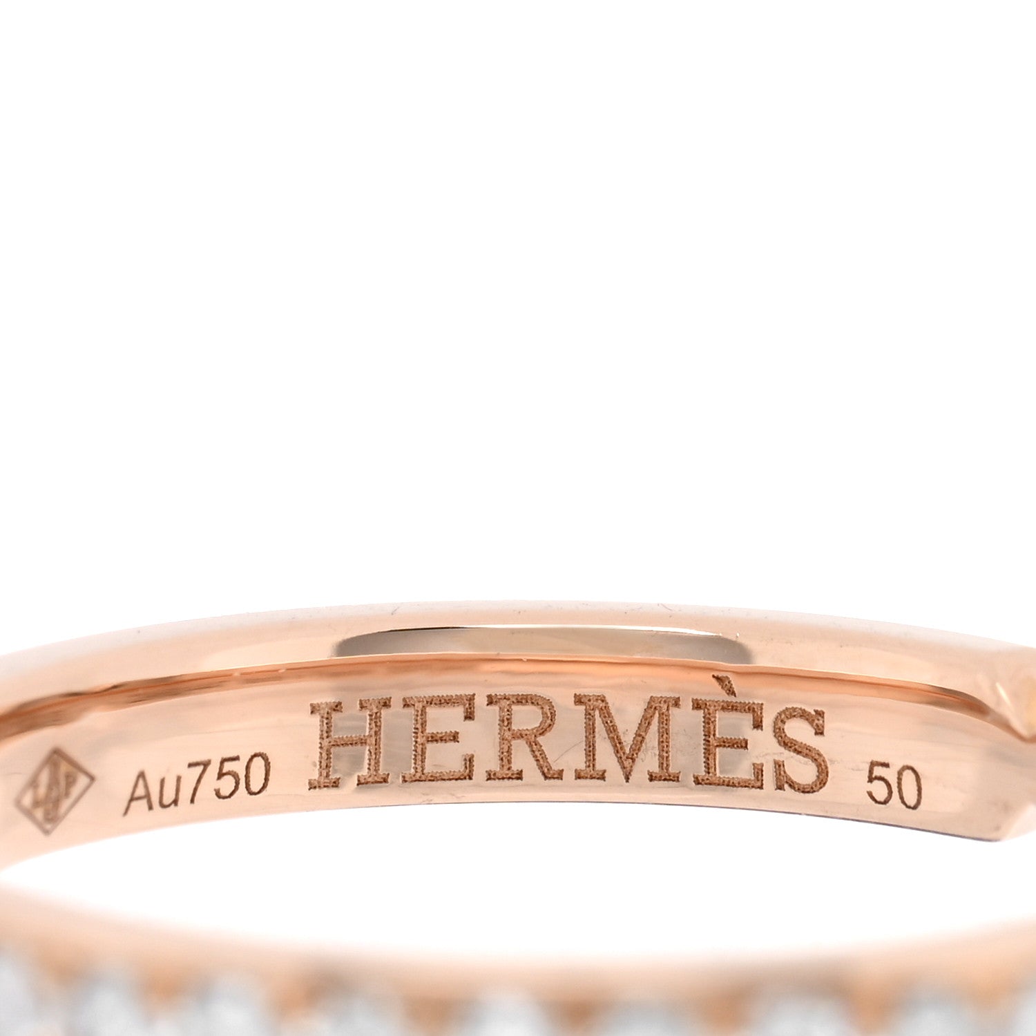 Hermes 18K Rose Gold Diamond PM Ever Kelly Wedding Band Ring 50 5.25 4 of 5