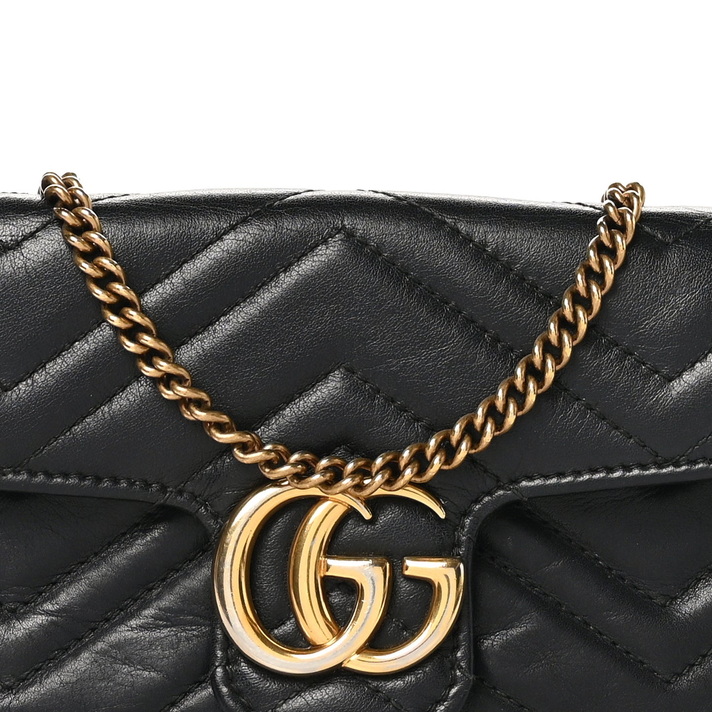 Calfskin Matelasse Super Mini GG Marmont Shoulder Bag Black